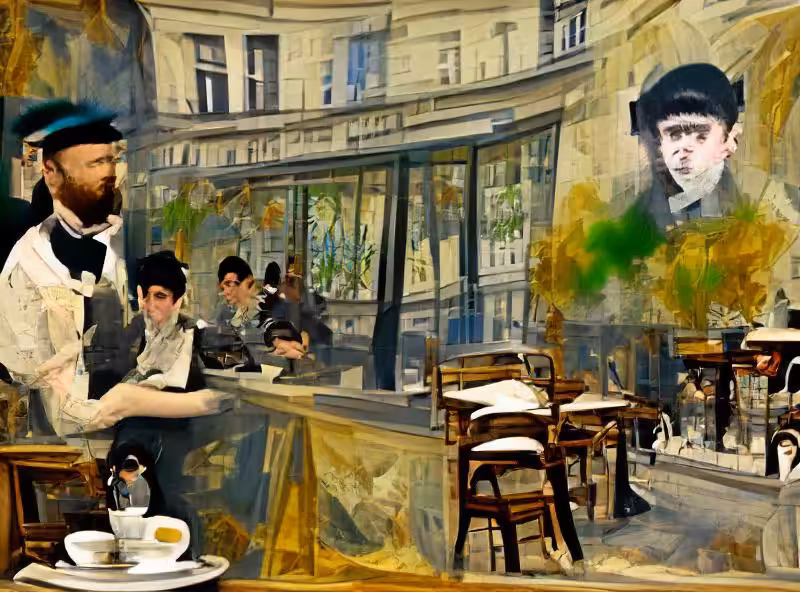 Abraham's First Works: Edouard Manet paints a cafe in Paris
