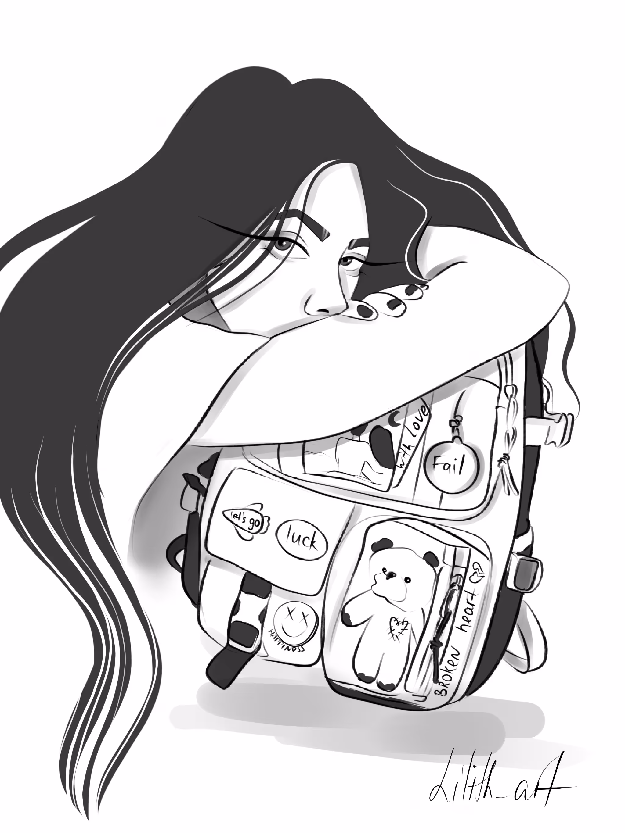 B&W: Backpack of memories