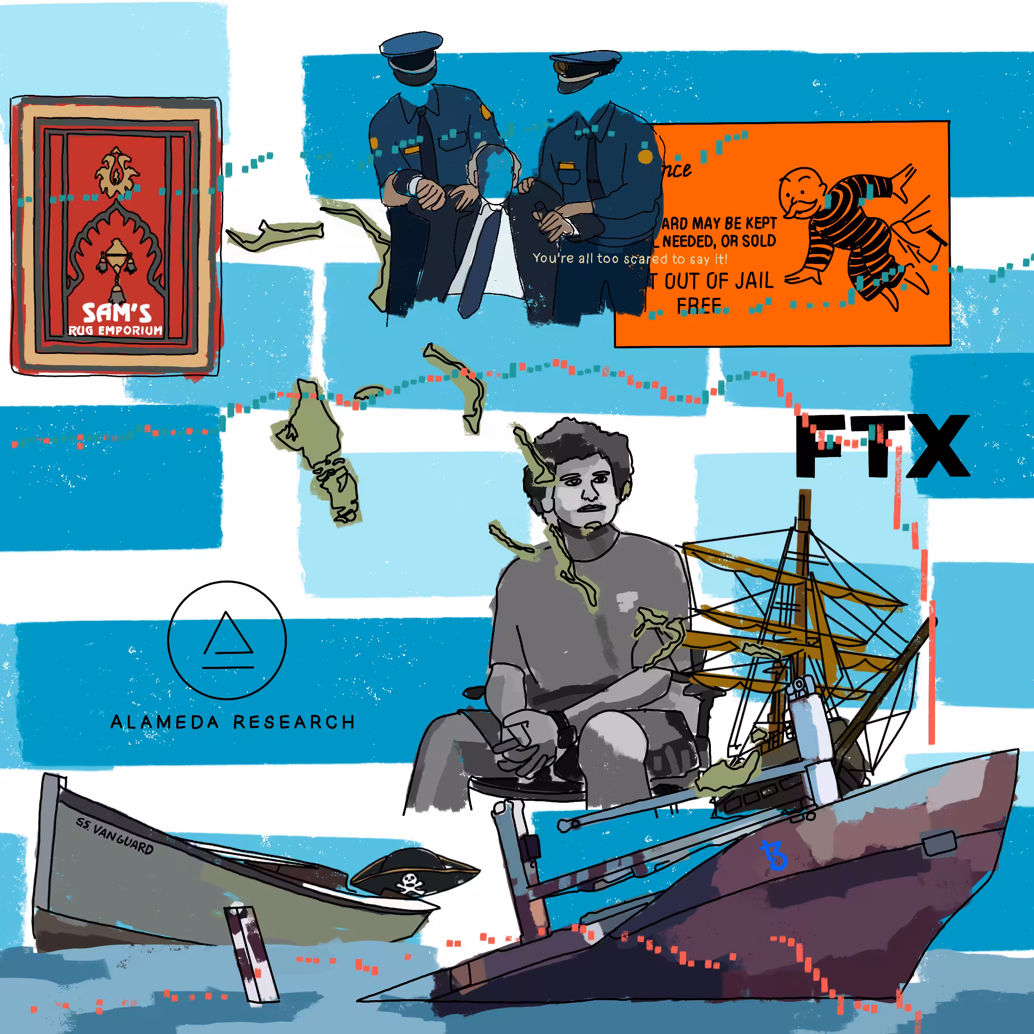 Sinking Ships in the Caribbean. A pirate in the caribbean.