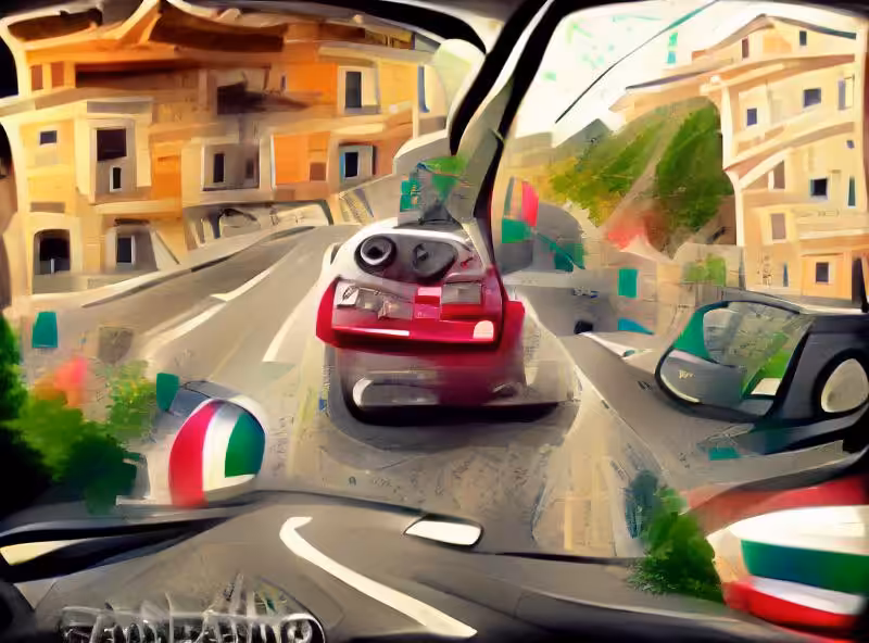 Abraham's First Works: Driving and jamming to music in italy