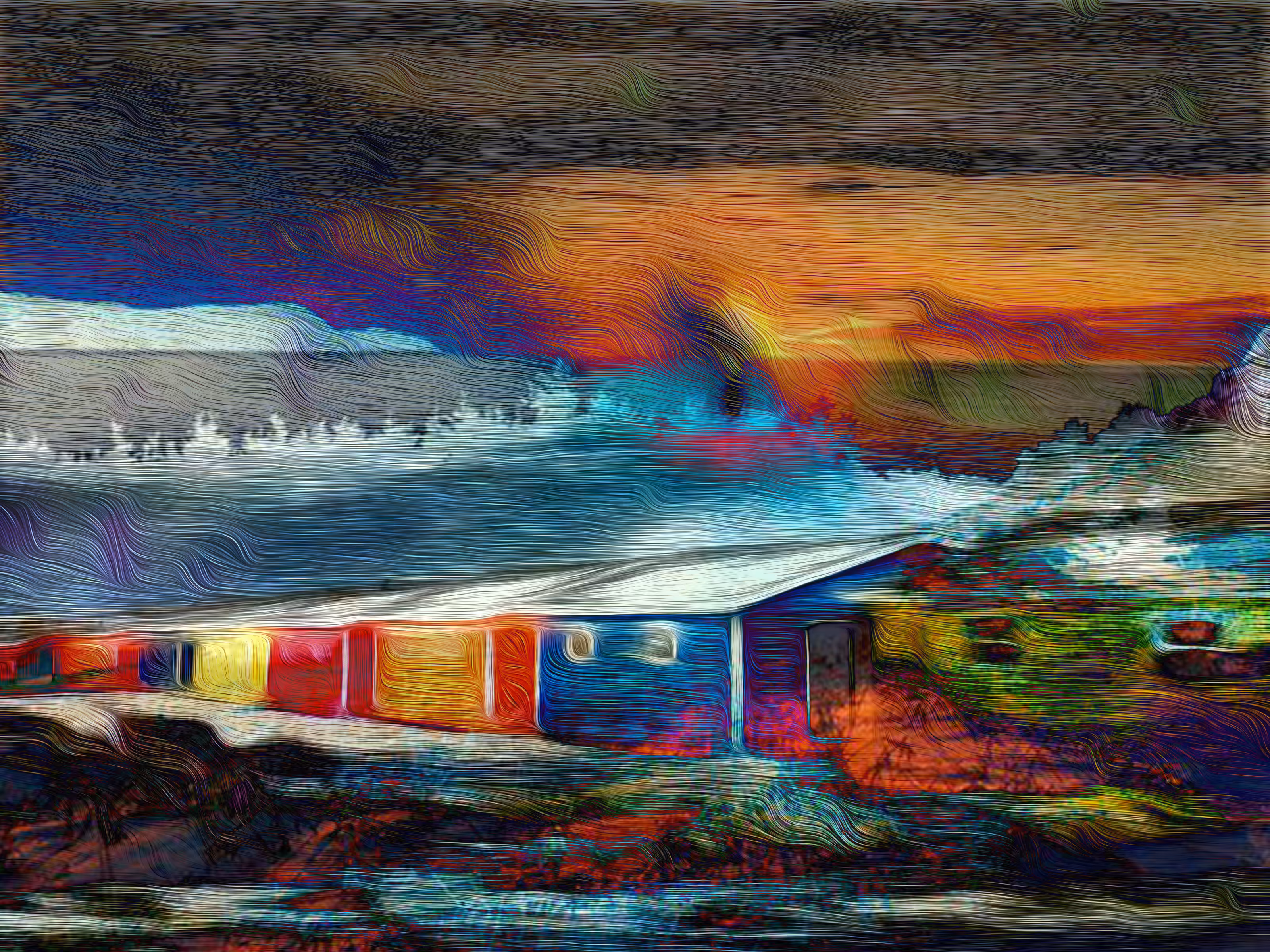 Colorful Cabins out at Sea