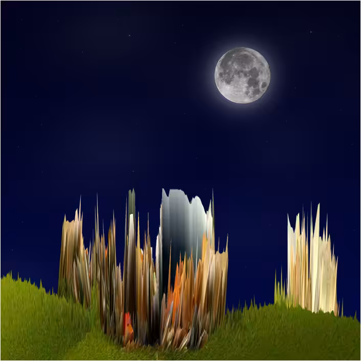 The moon shines on the grass 1
