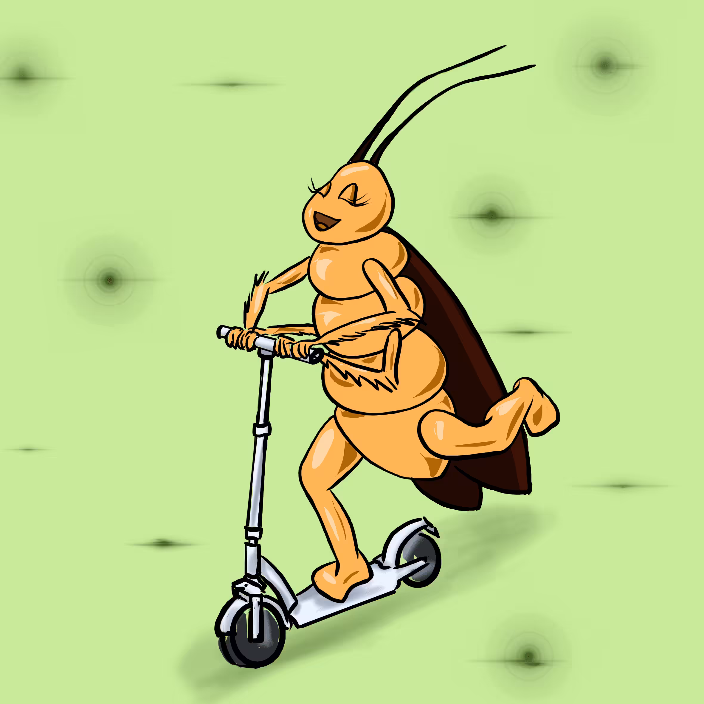 On a scooter