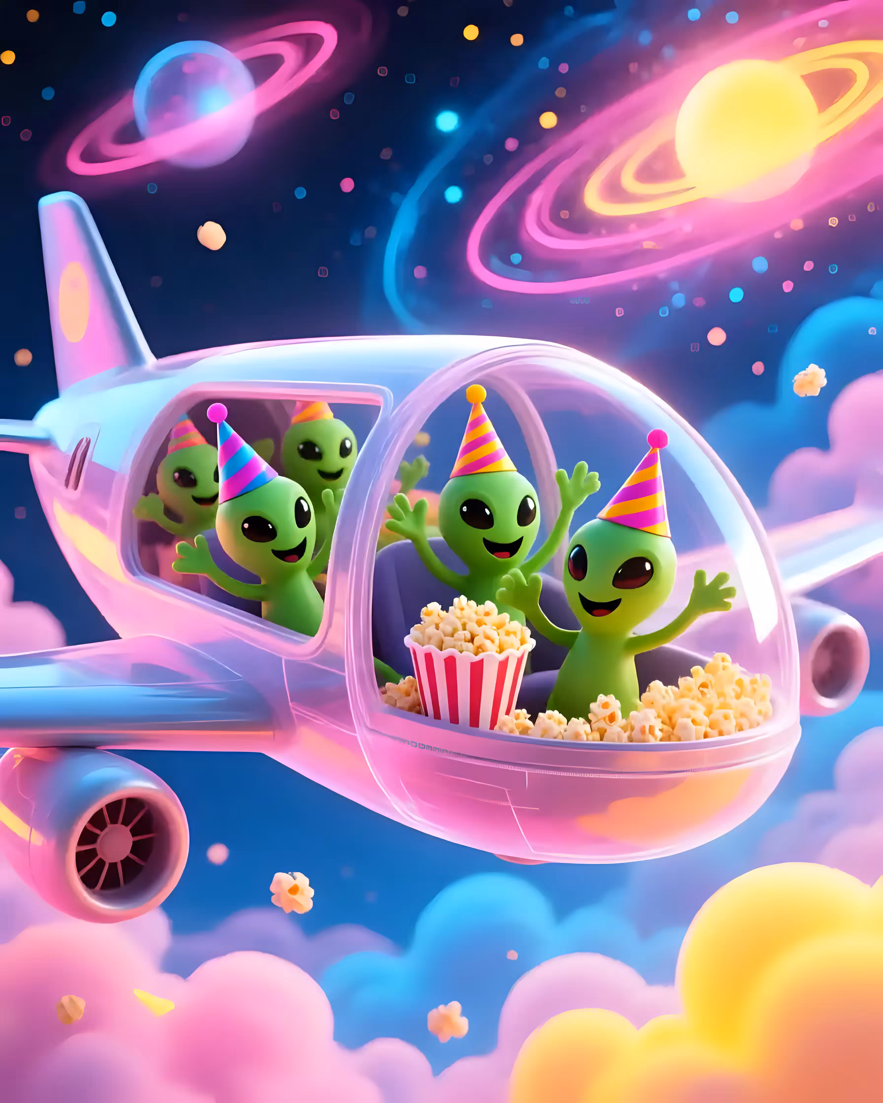 Alien party plane .. with popcorn! 