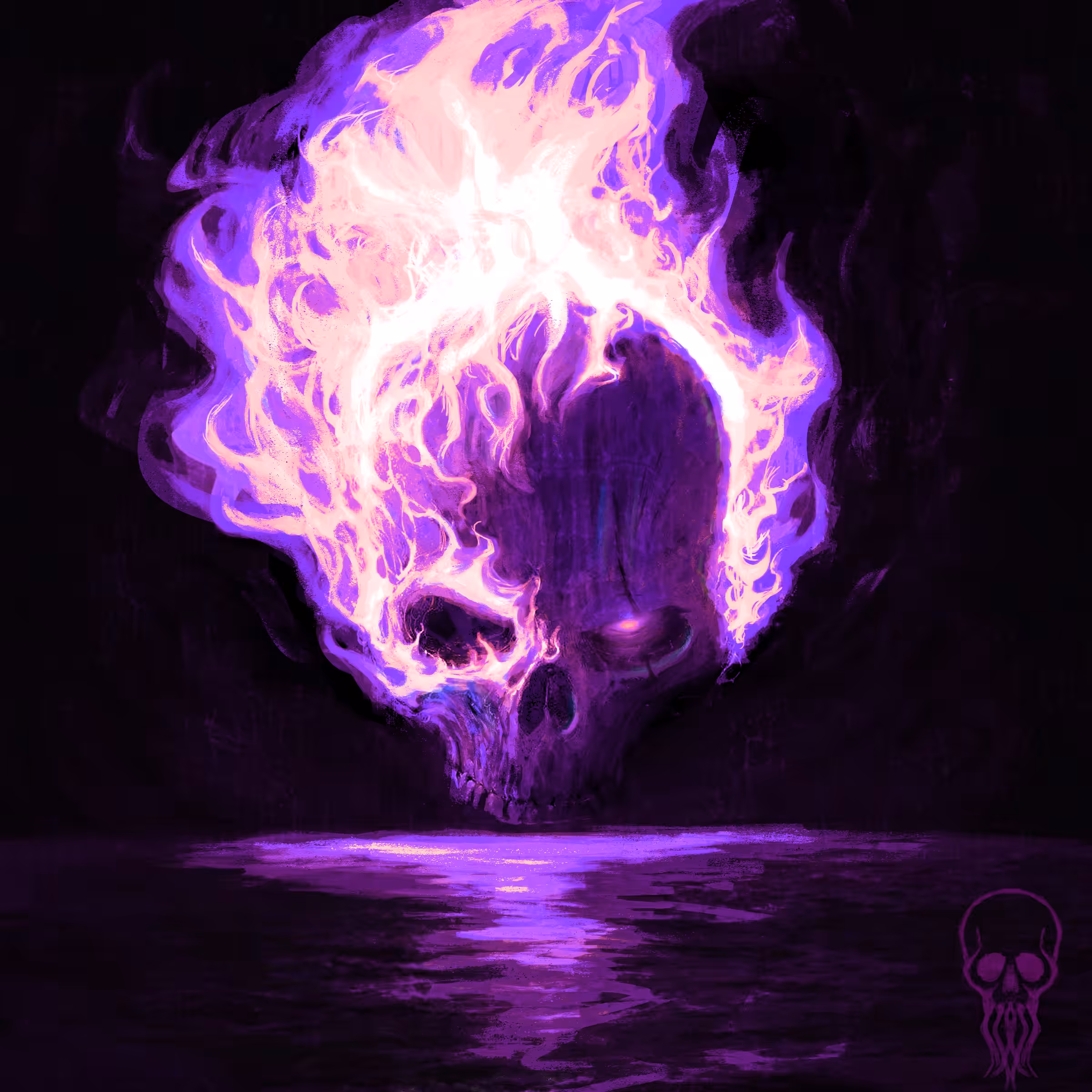 Demented Purple Flame Skull