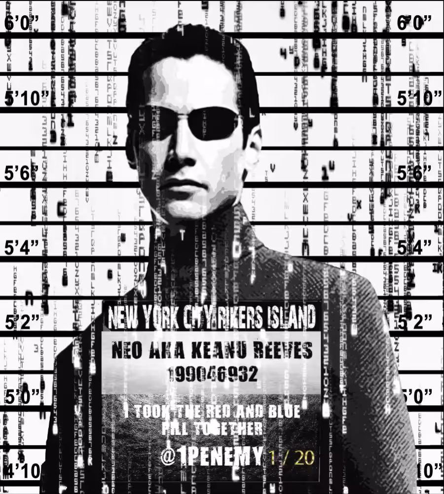  NEO AKA KEANU REEVES: SOHO LINE UP MUGSHOT BY1PENEMY 1/20 editions
