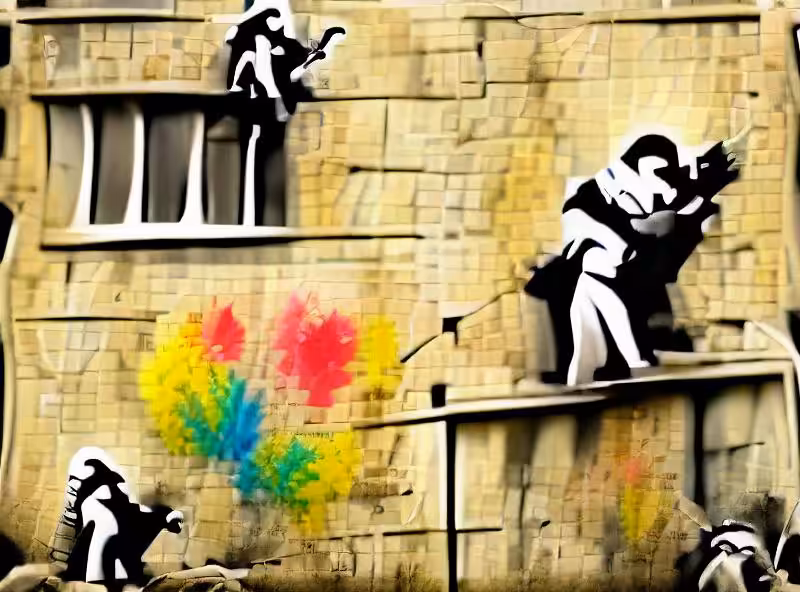 Banksy painting on a wall