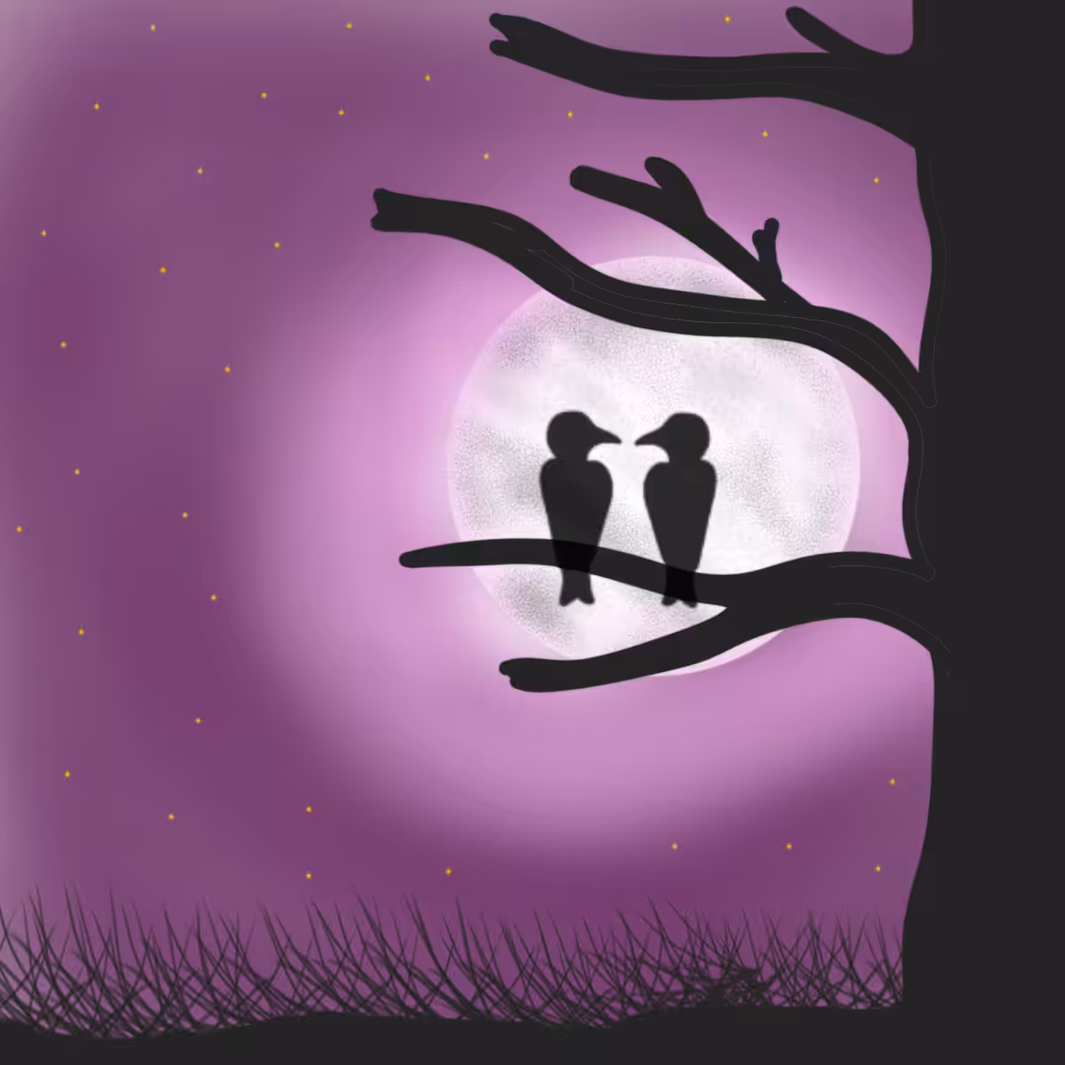Love Birds Purple Sky