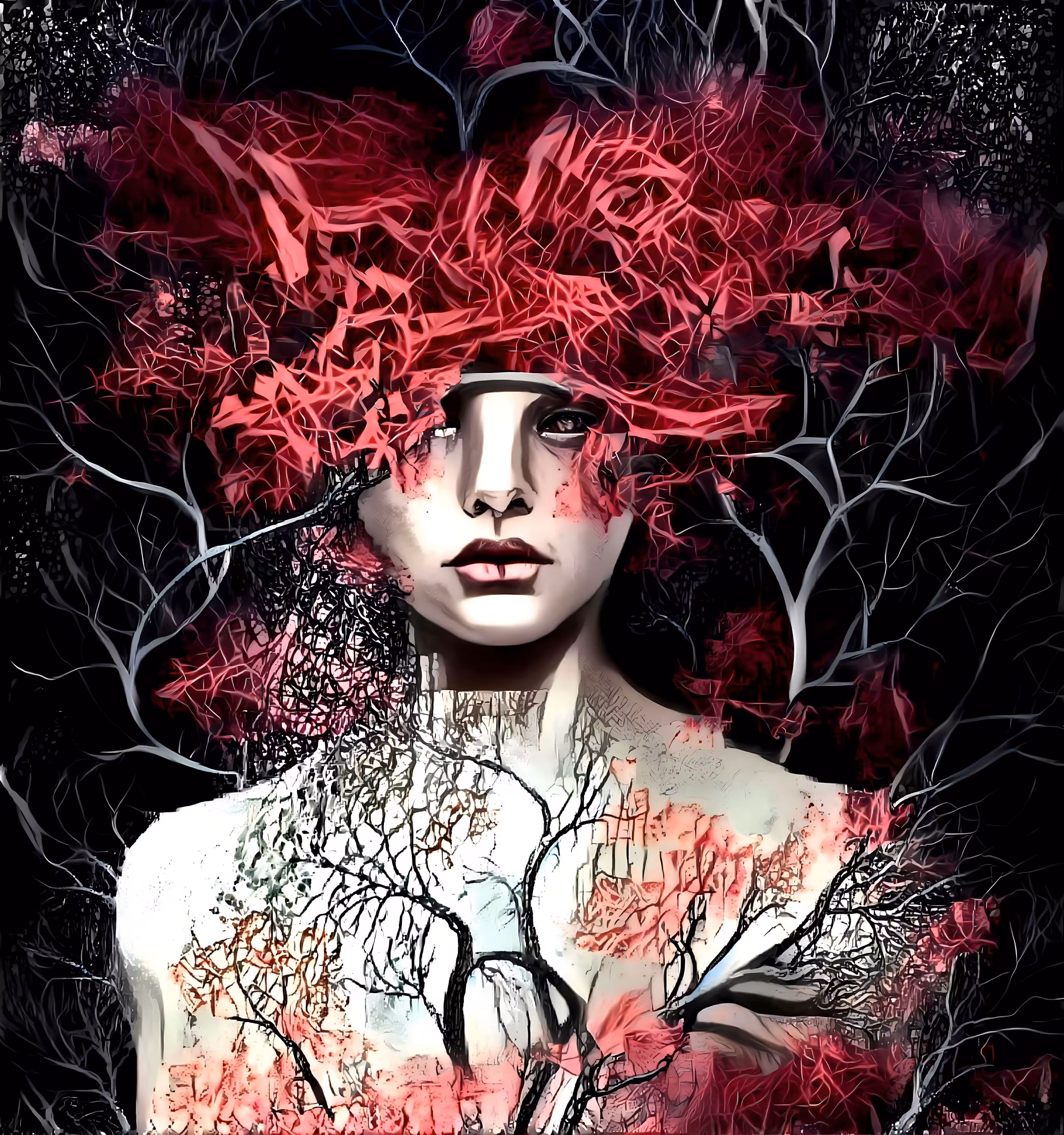 Red on black