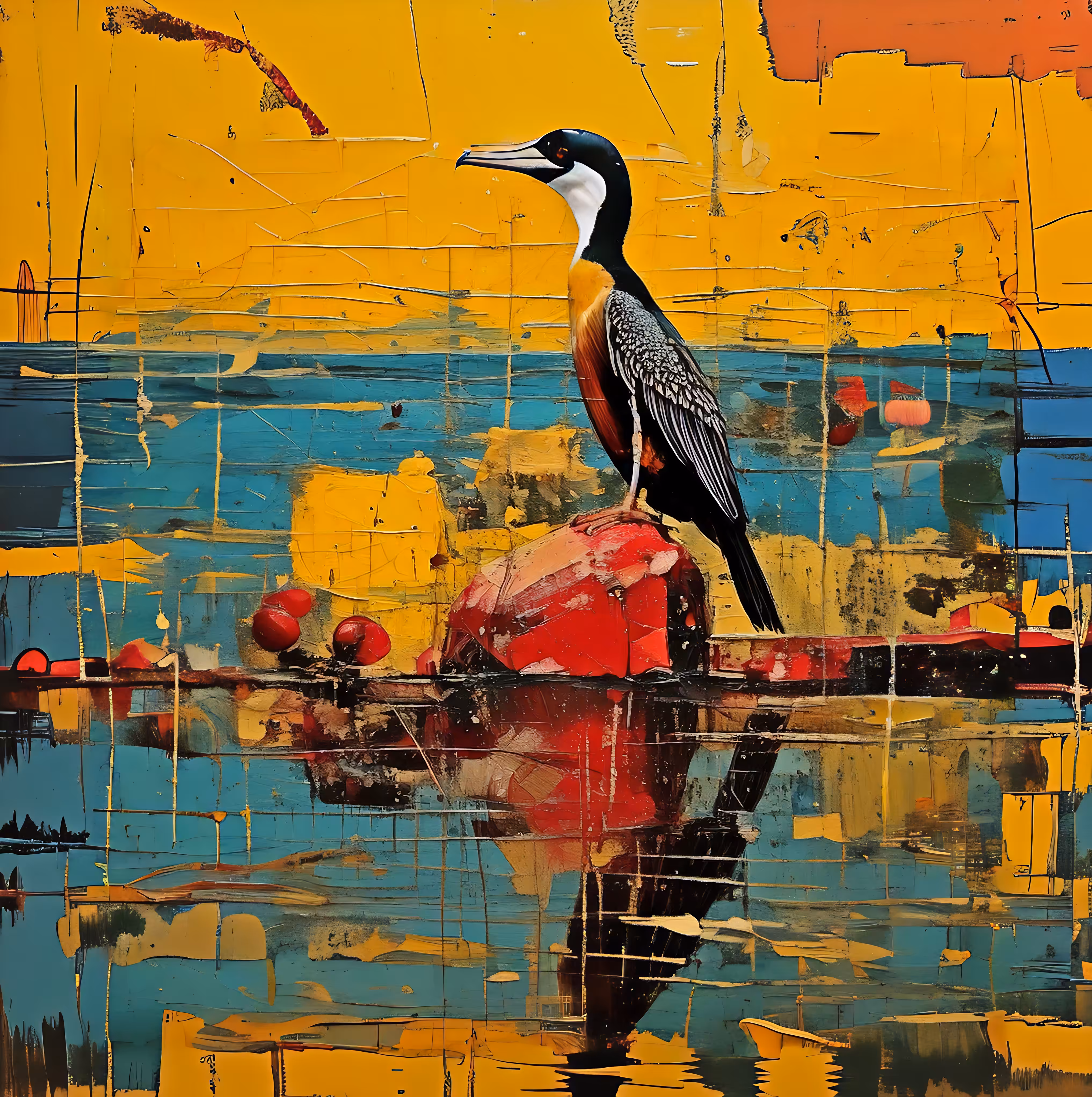 Cormorant in Gold