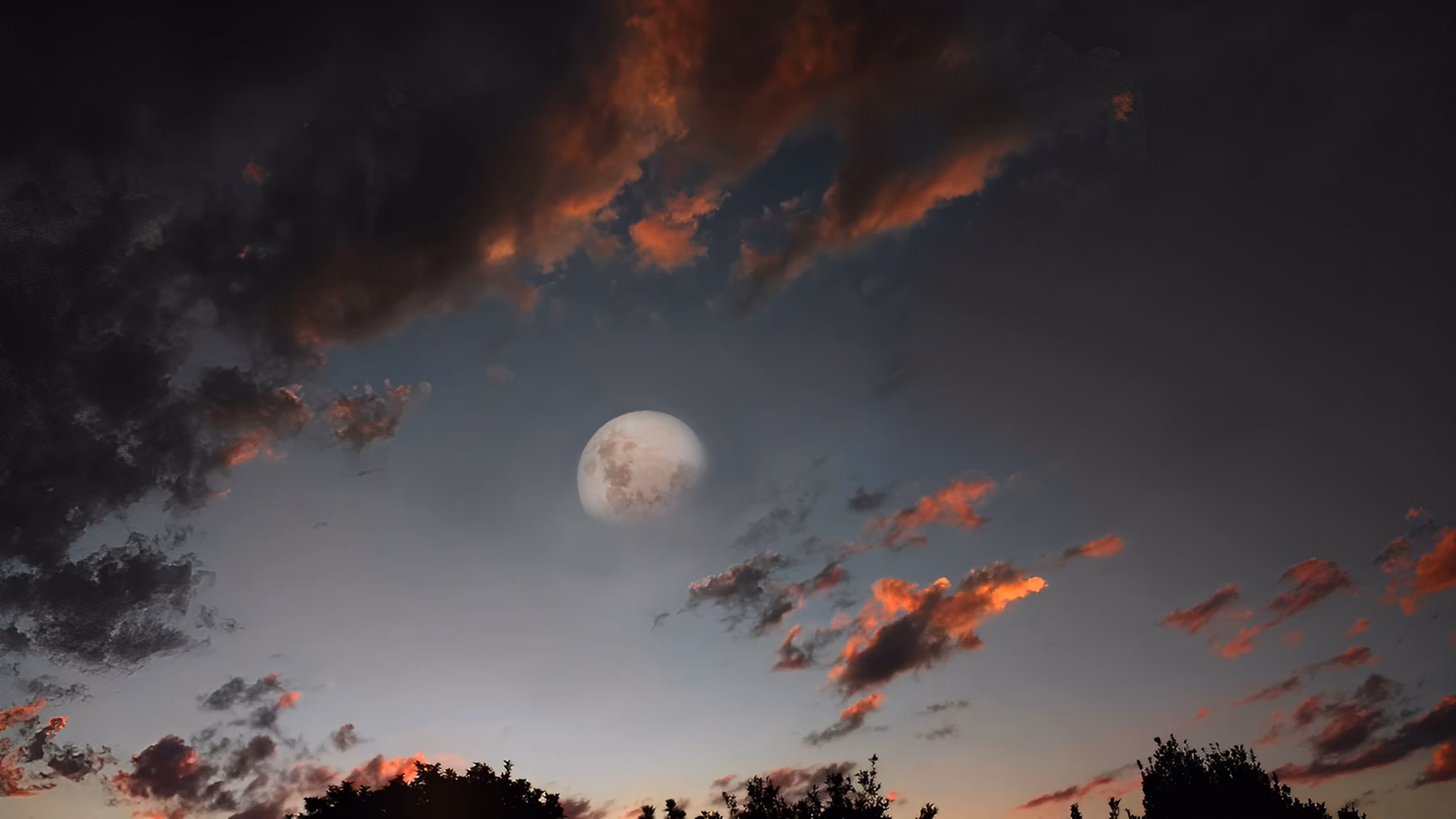Moon with pink sky