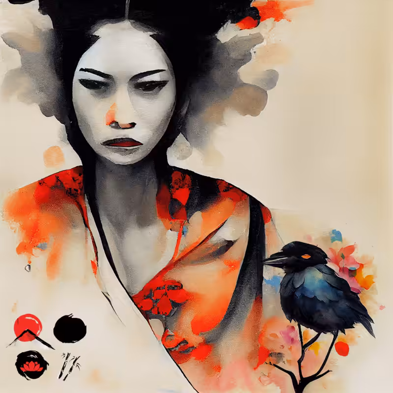 Geisha And Bird #7