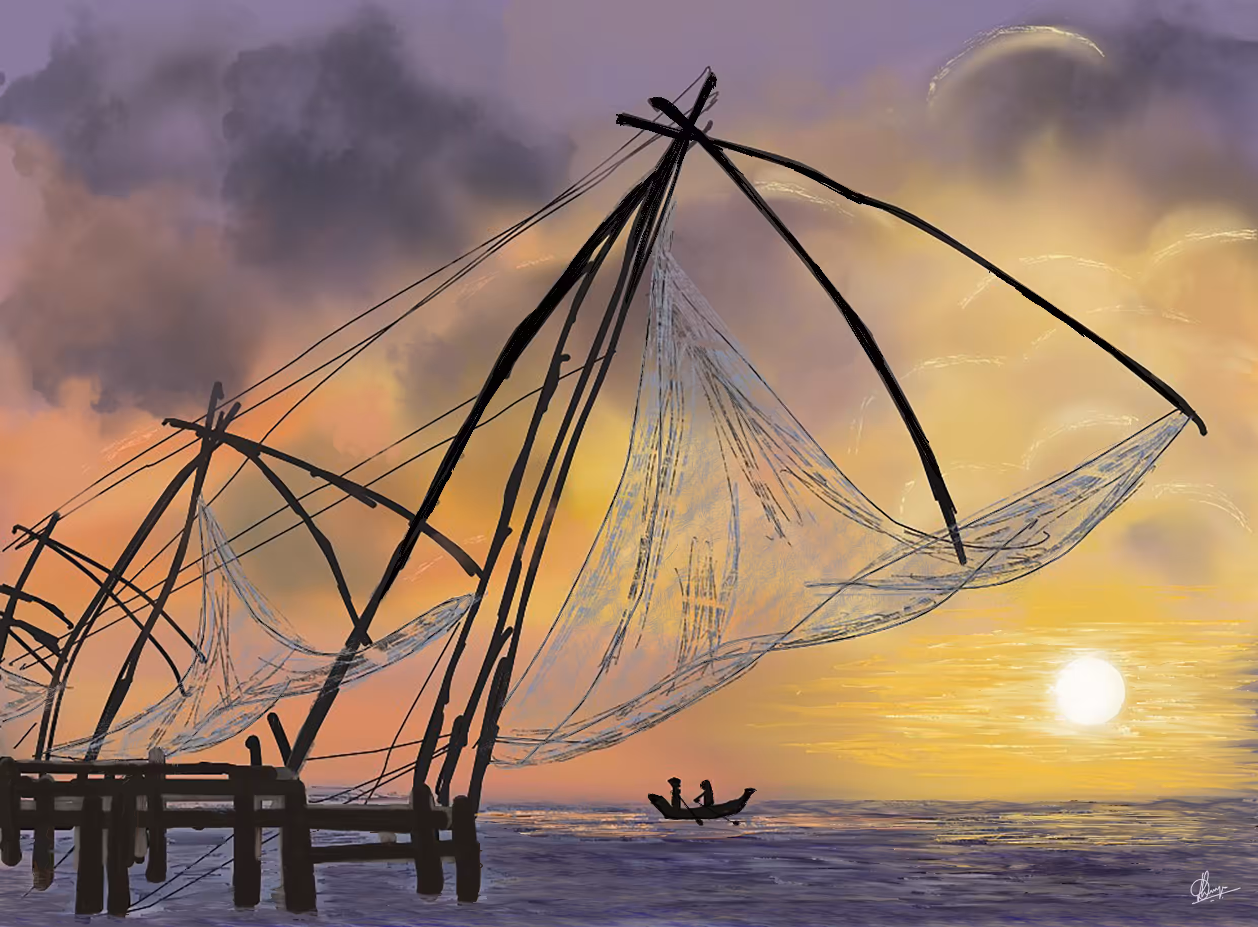 Chinese Fishing Nets Digital Art