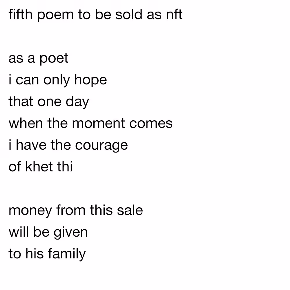 fifth poem to be sold as nft