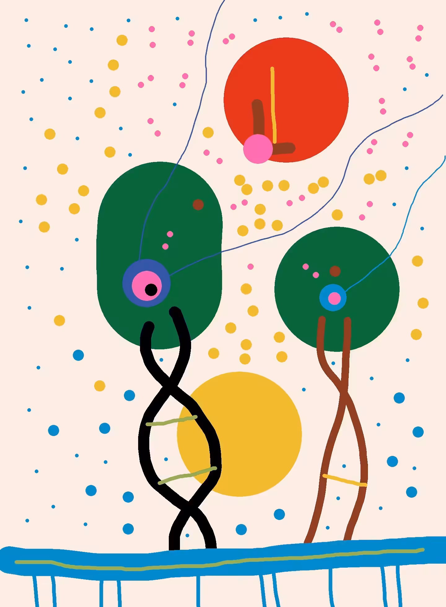 The beginning of style 2 - Stripes and dots: Life on Titan