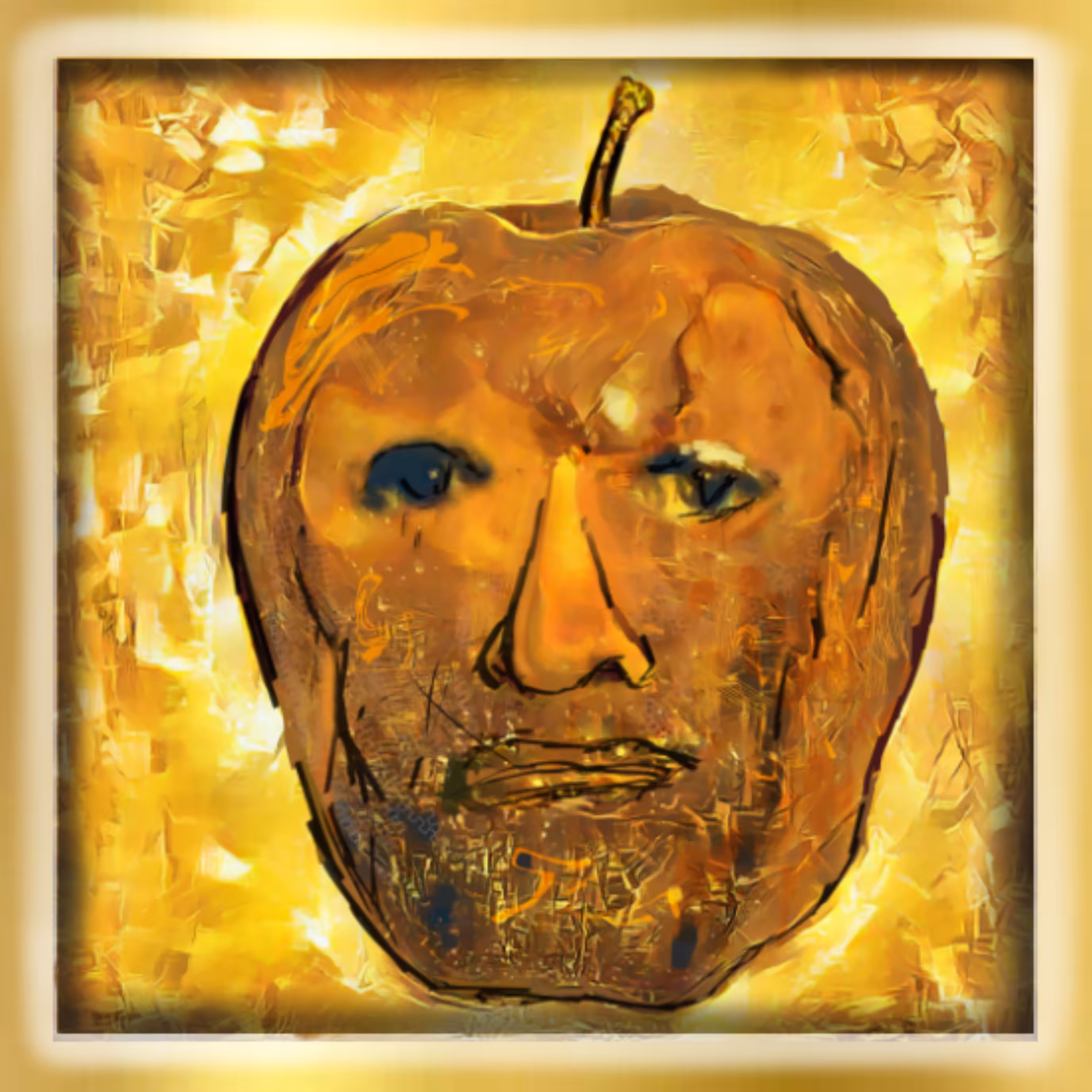 Jesus Apple Gold Frame
