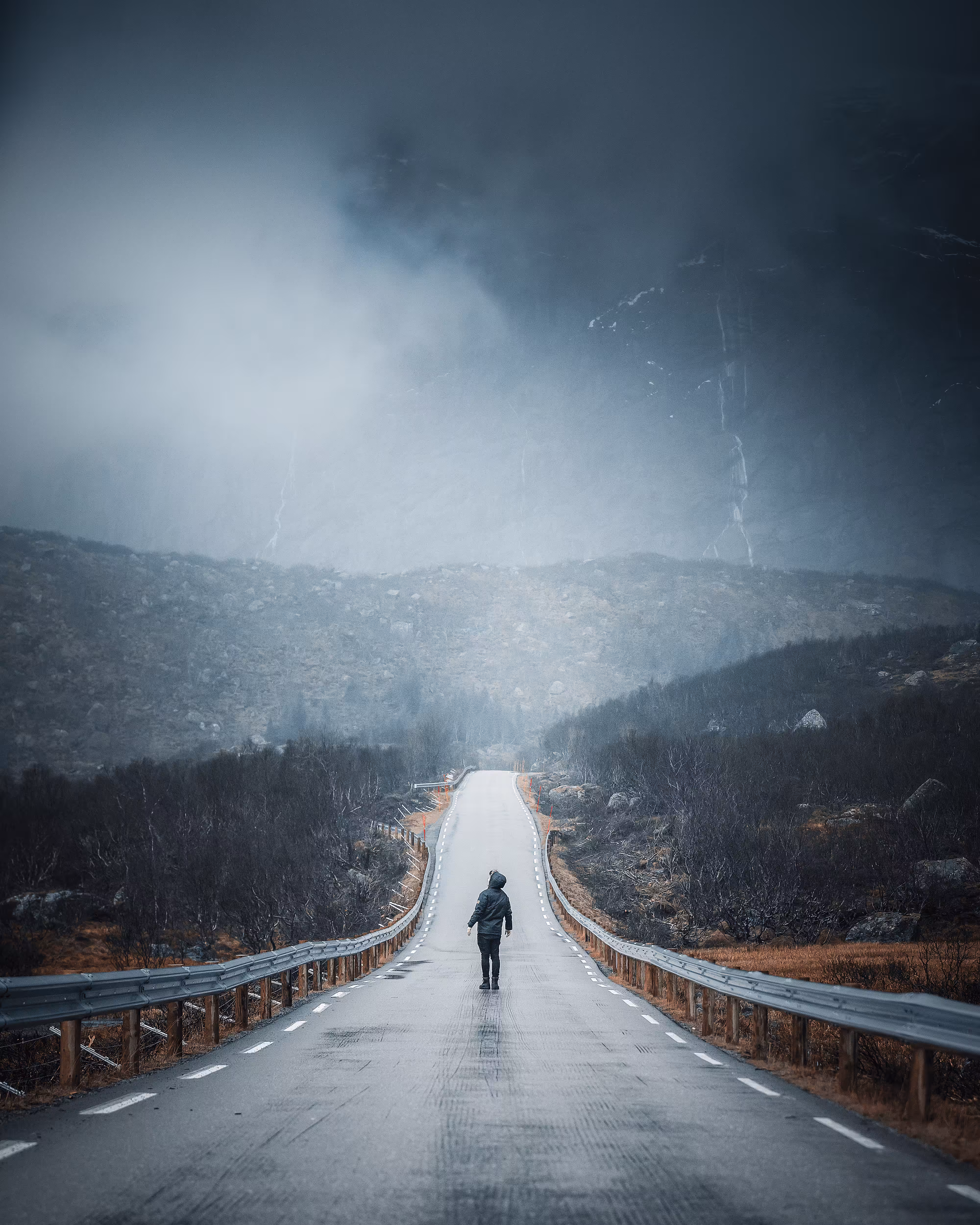 Foggy mountain road