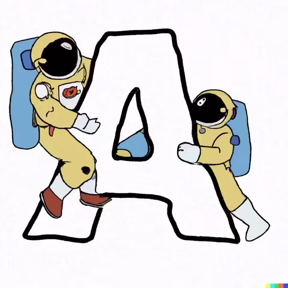Letter A with astronauts - revisited