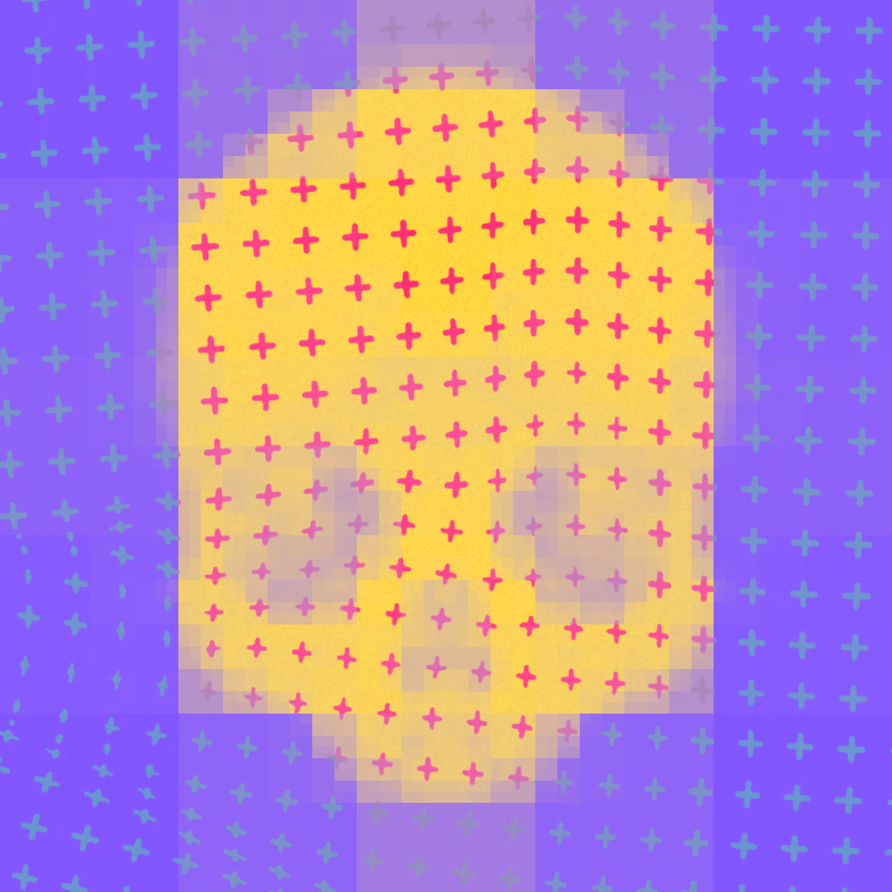 Yellow Skull (with purple backgroung and crosses)