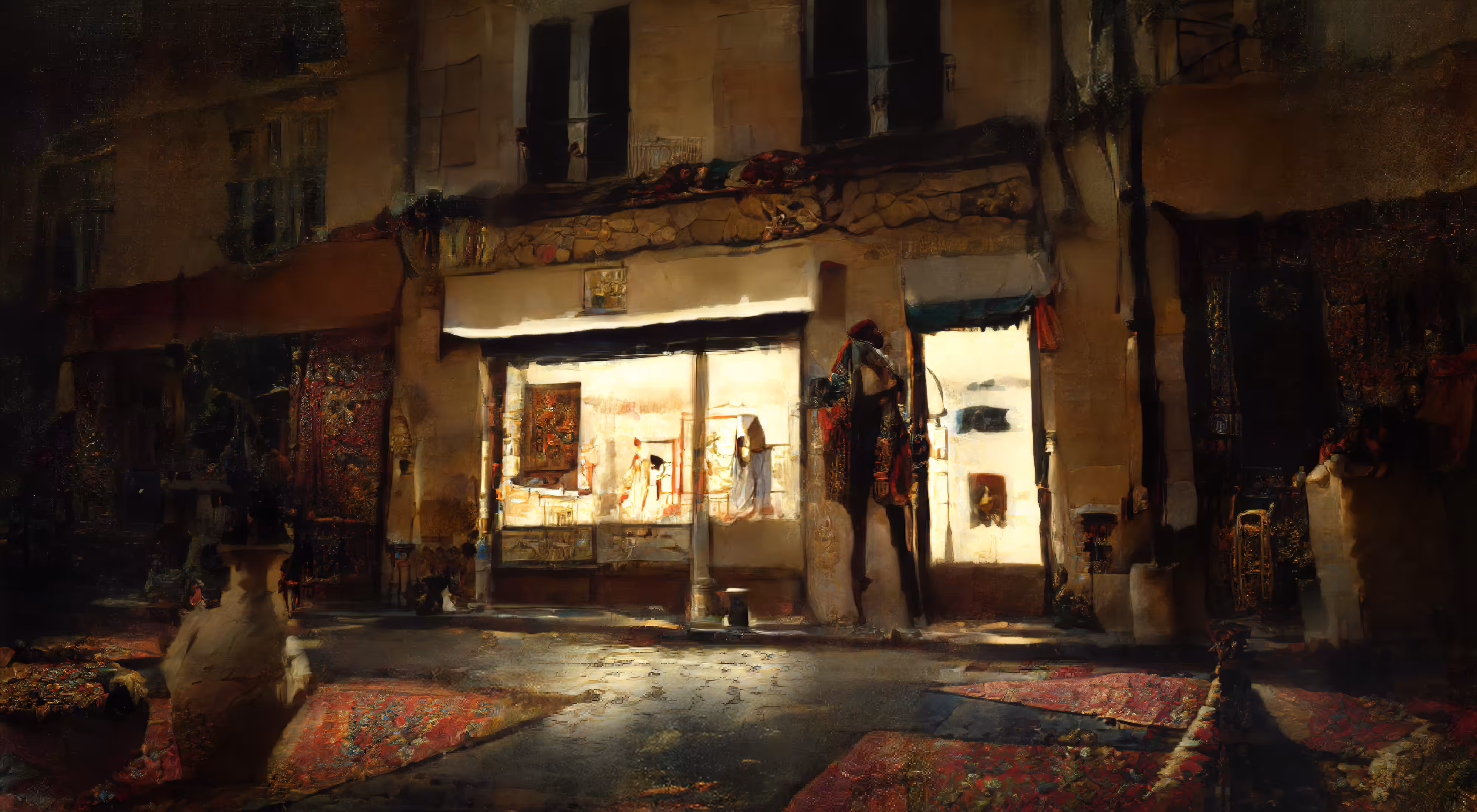 Marchand d'art dans la rue de Lappe