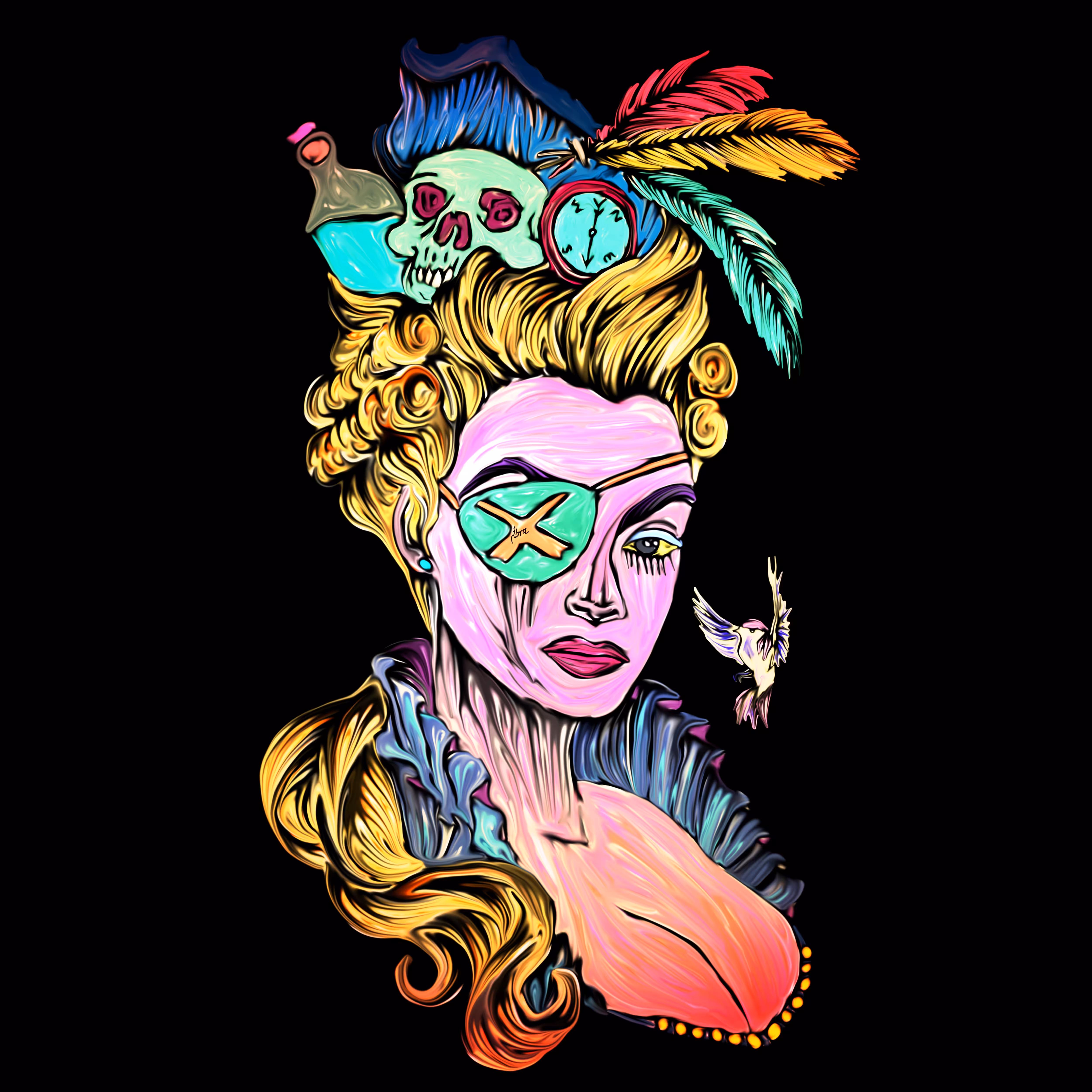 pirate with blue earrings 