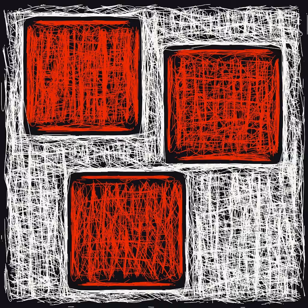 squares in red + square in white