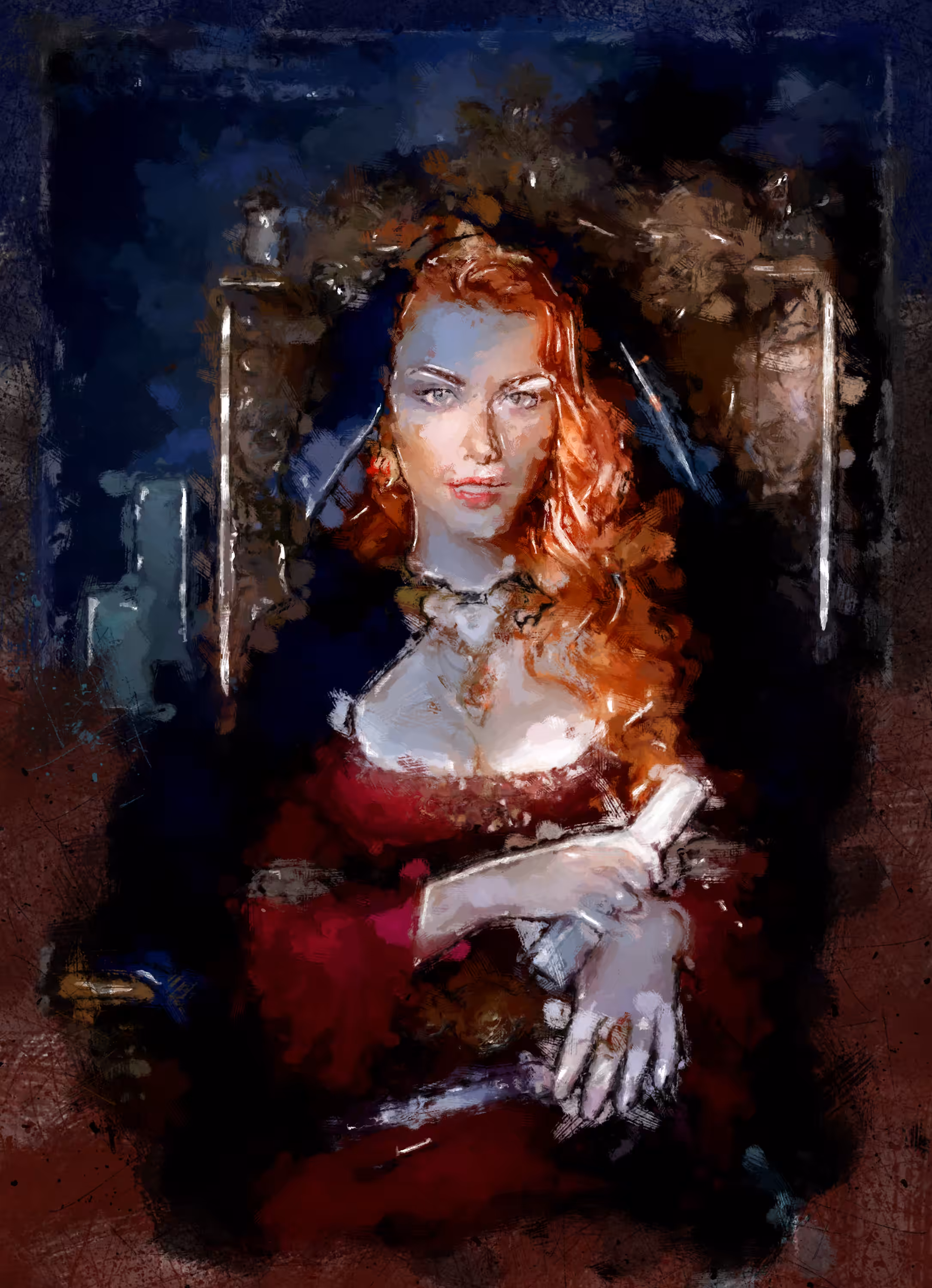 A woman on a throne