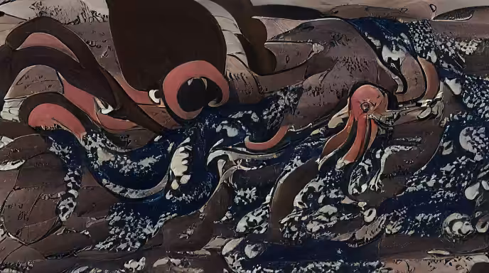 KING SQUID IN THE STYLE OF HOKUSAI 2