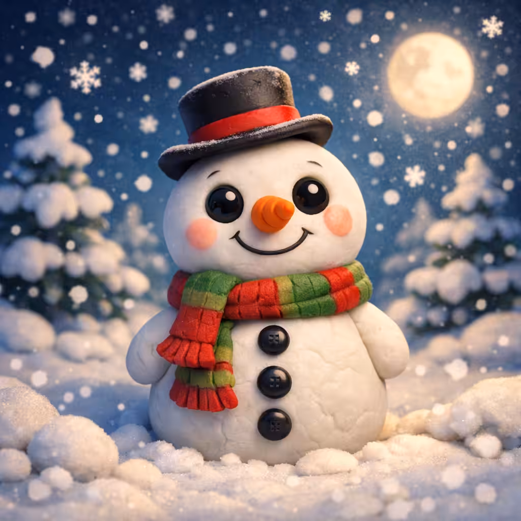Polymer Clay Snowman Christmas Artwork