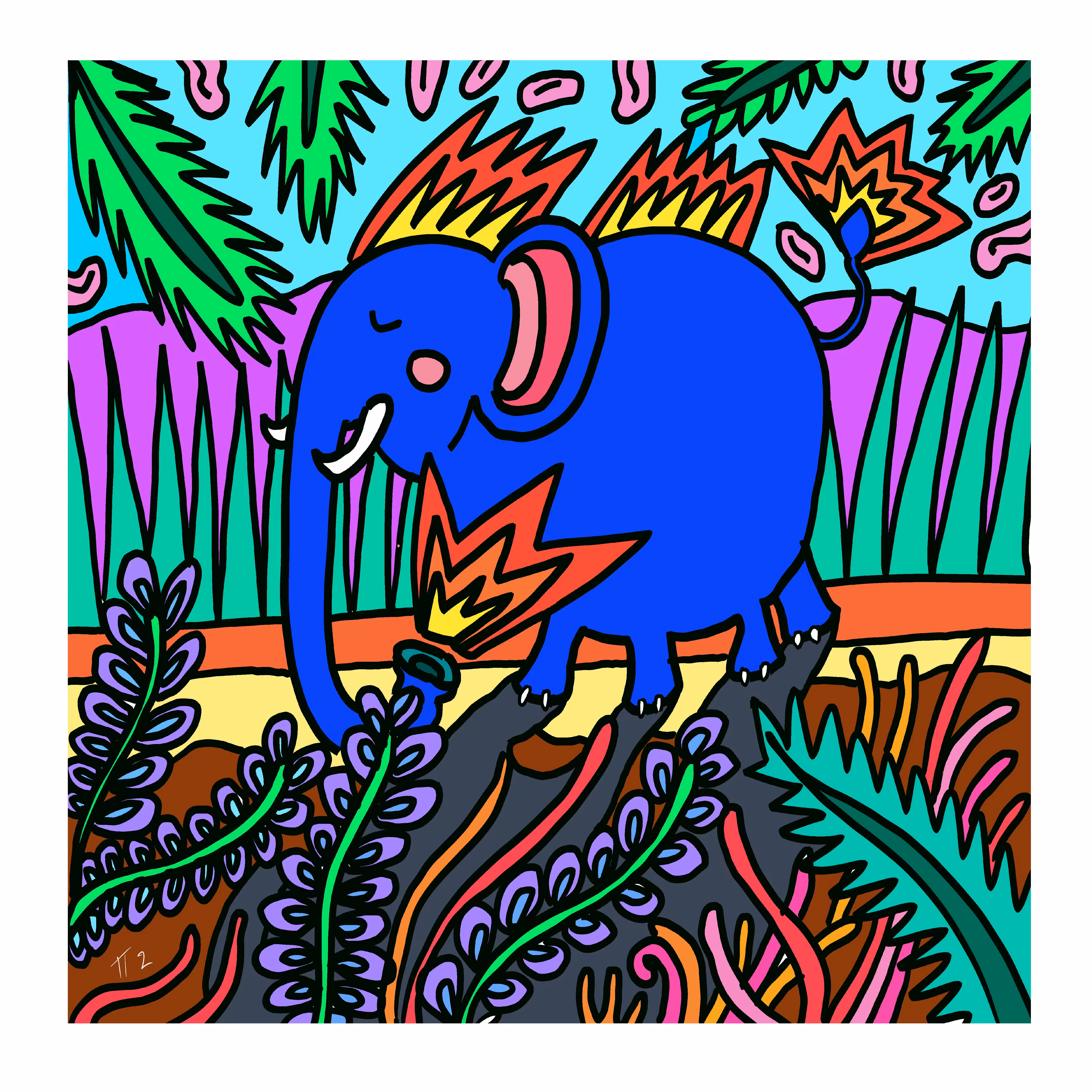 Footage of tiny blue elephant 