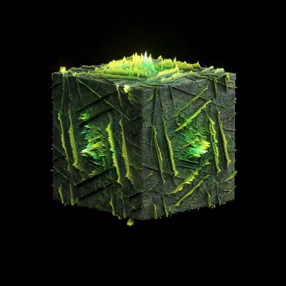 CUBE - GREEN GLITCH Style