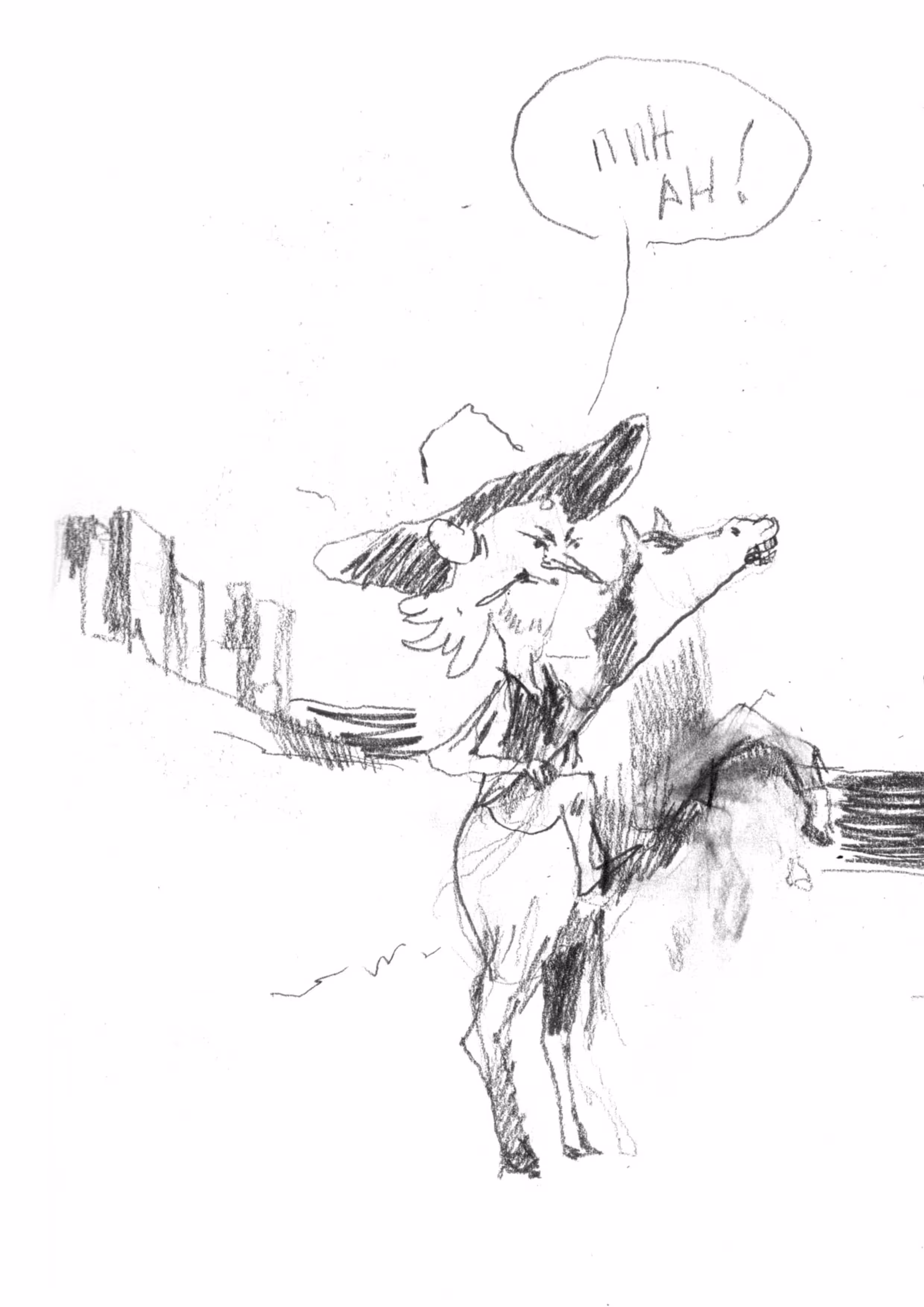 Cowboy on rampant horse