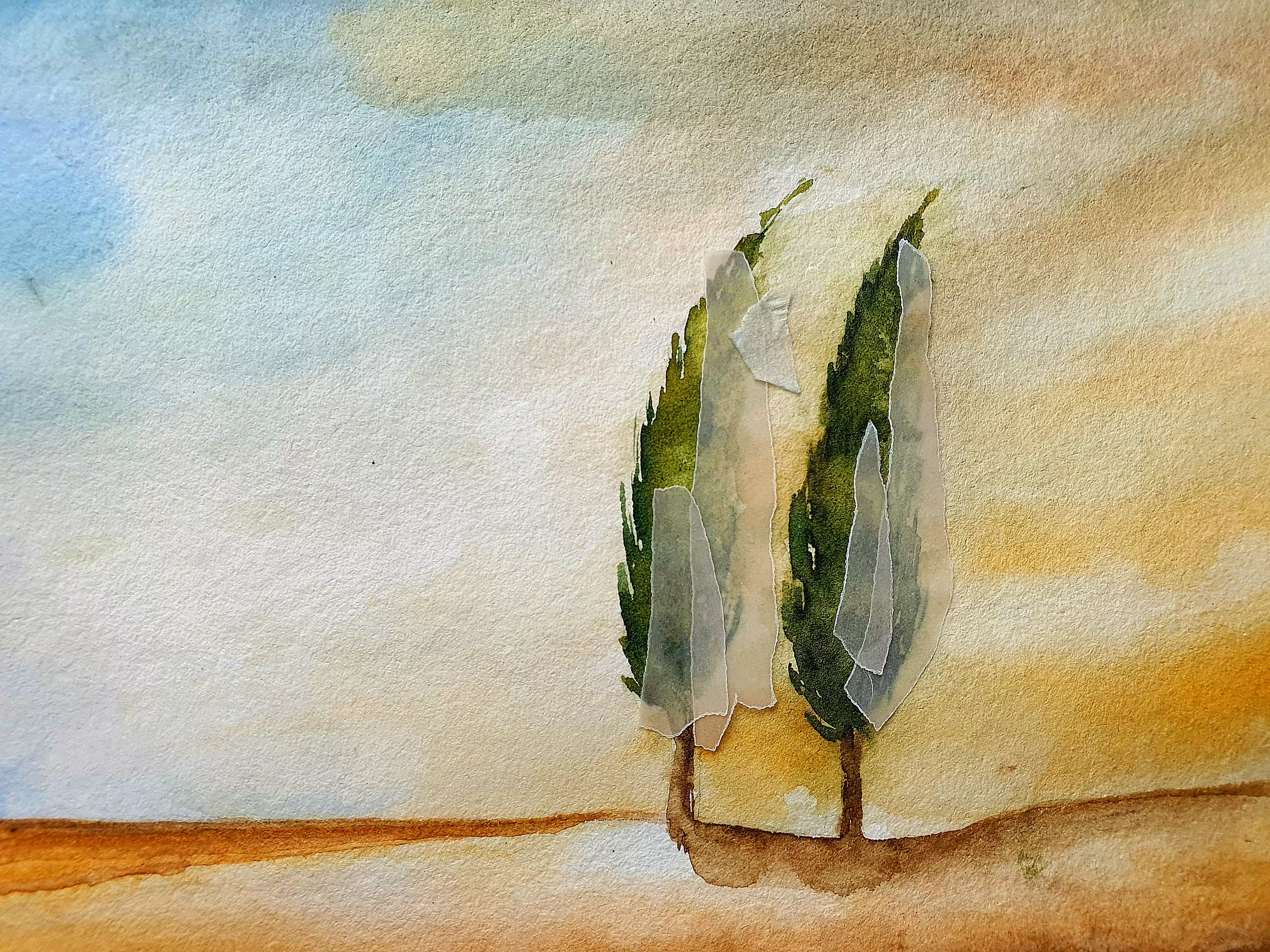 Watercolor.: Shy trees.