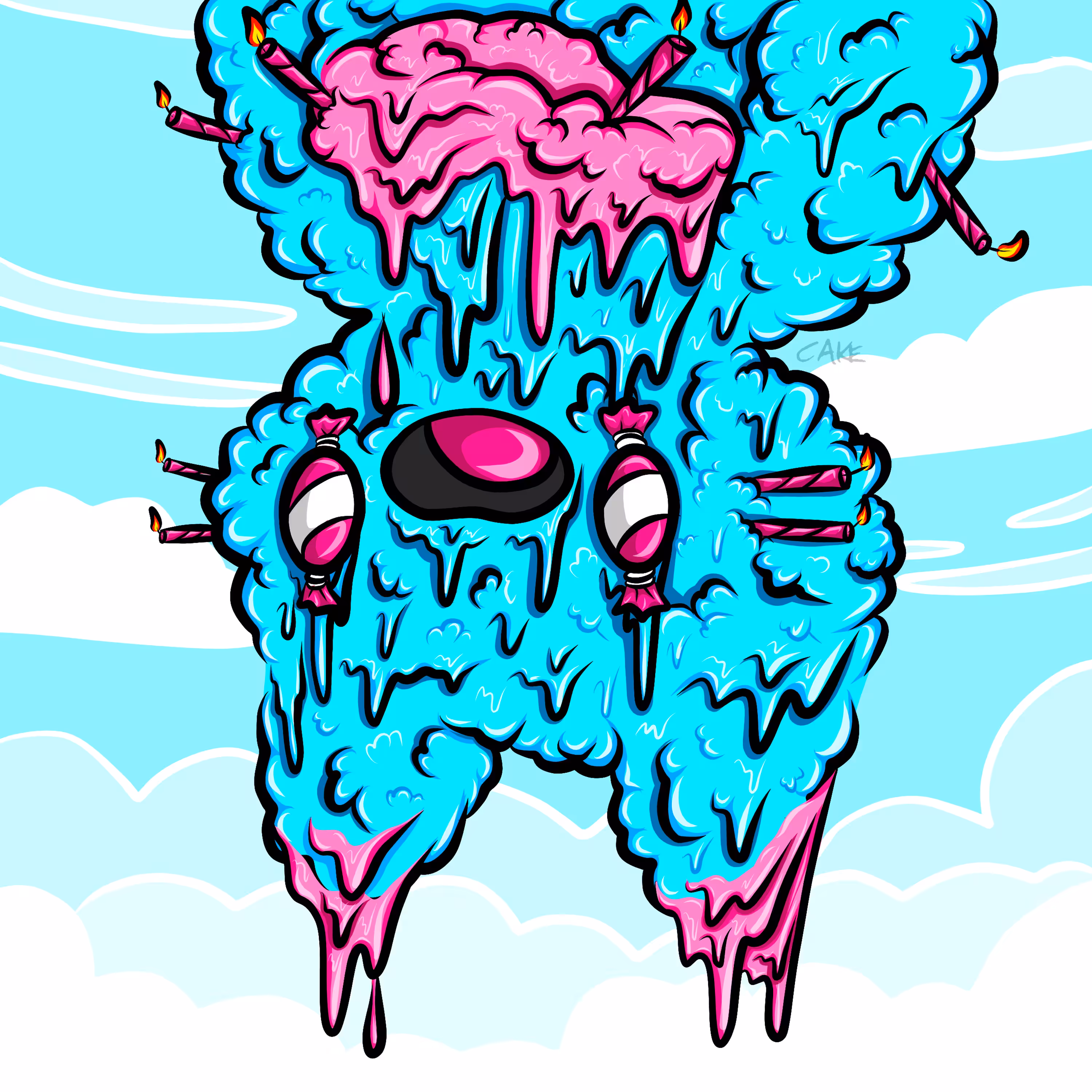 Blue Raspberry Cotton Candy Upside Down Cake'd Cool Cat (1/1)