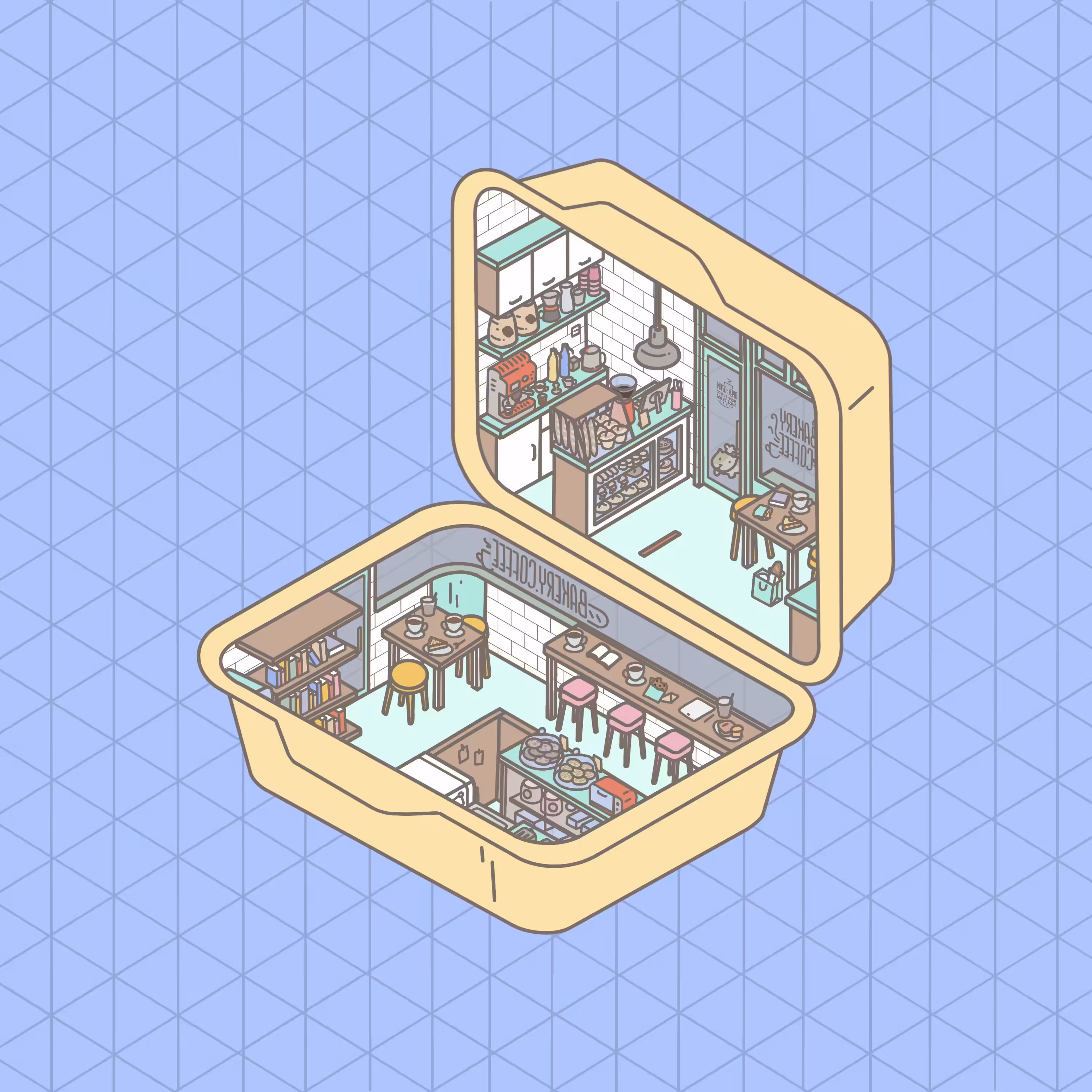 a mini isometric coffee house 