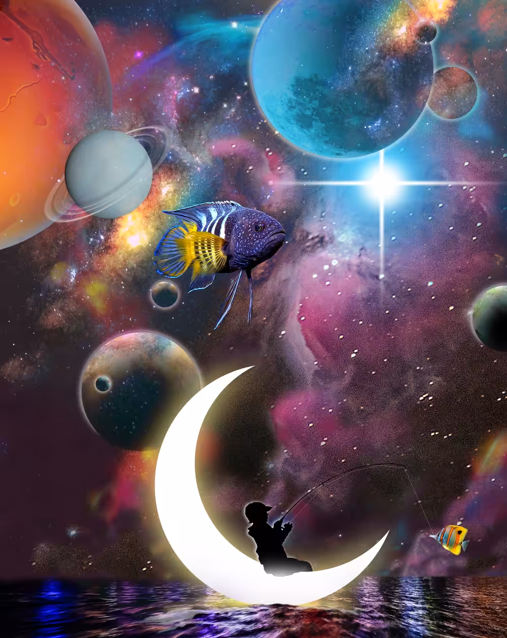 Space Fishing in the Moonlight