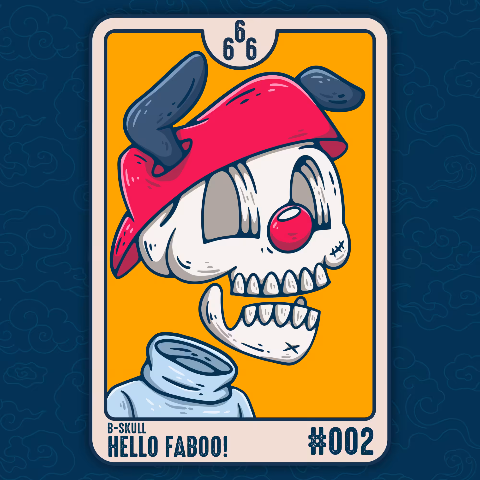 002 BSkull Card - HELLO FABOO!