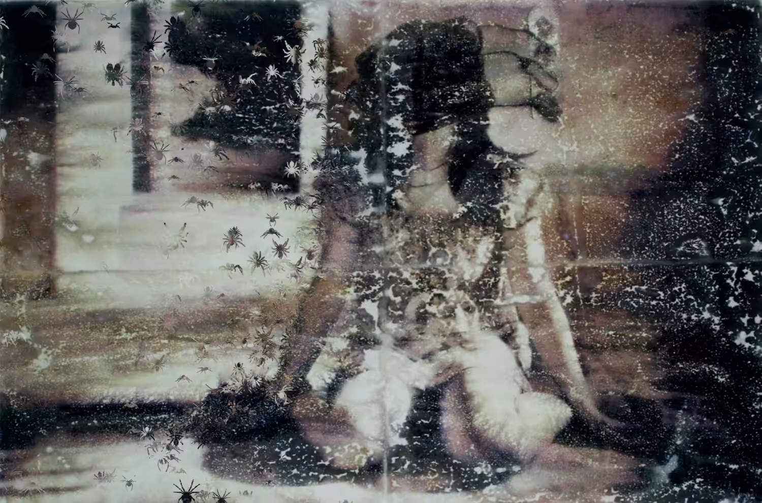 Woman in a dark room