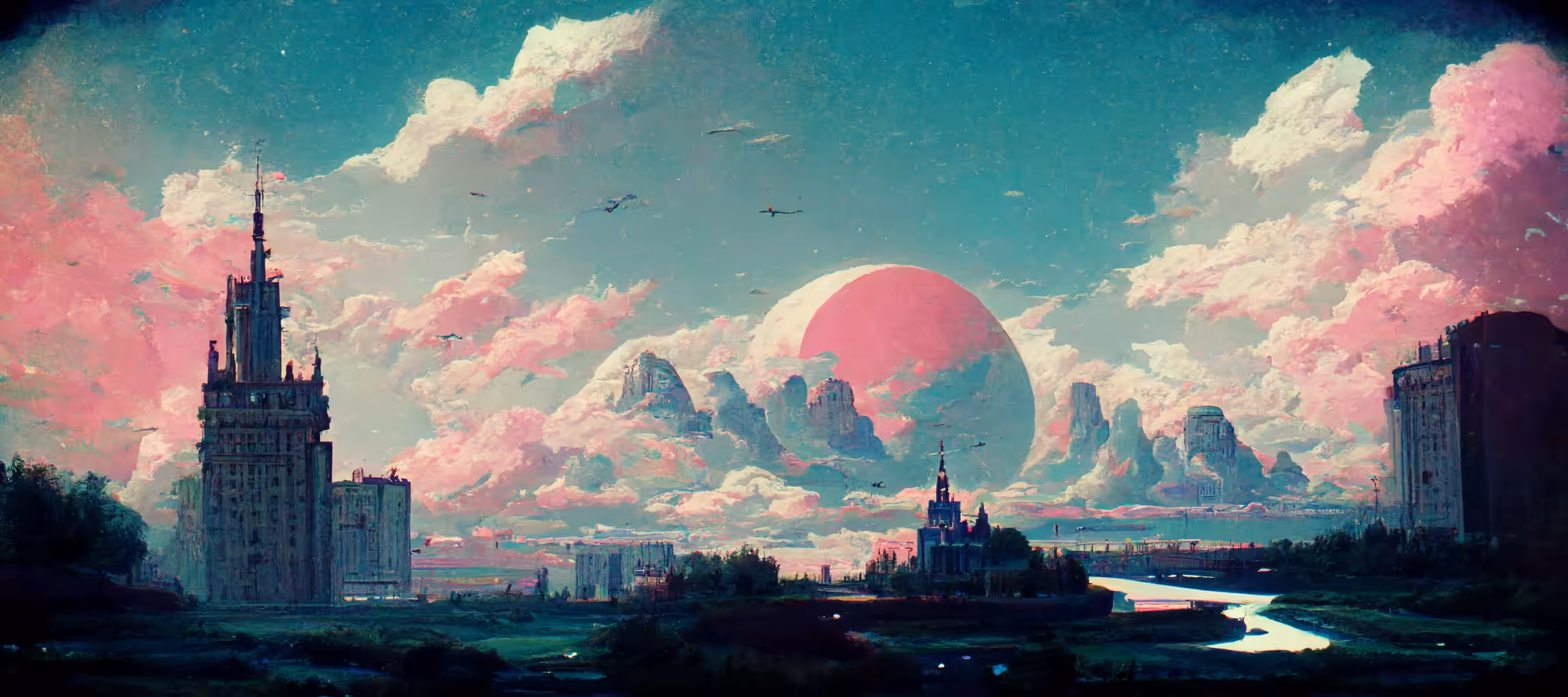 AI Compositions: crimson sunset #12