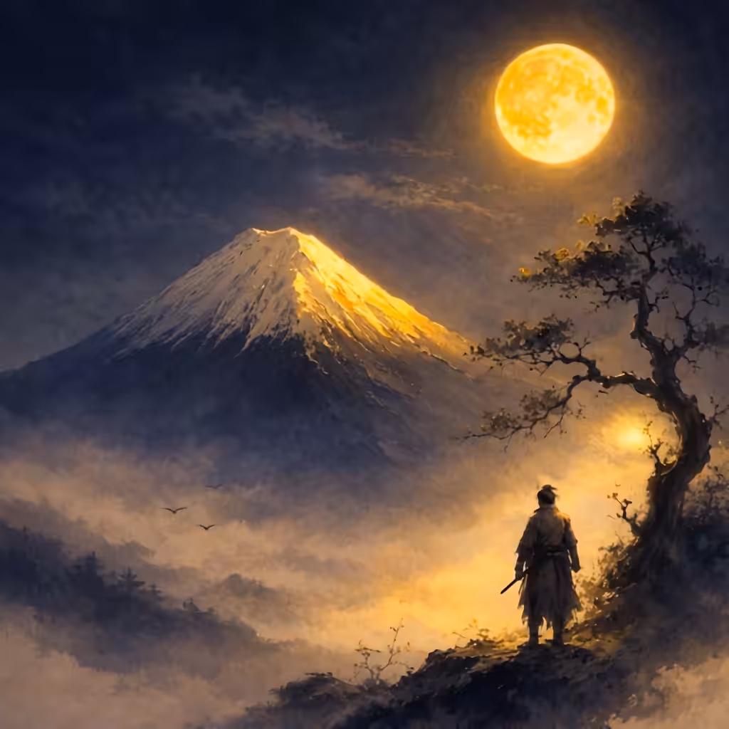 Simple Fuji Art: Moonlit Resolve