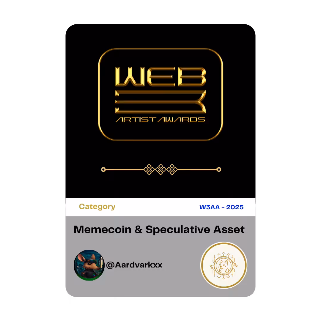 Award 30 - Best Memecoin Speculative Asset - @aardvarkxxx