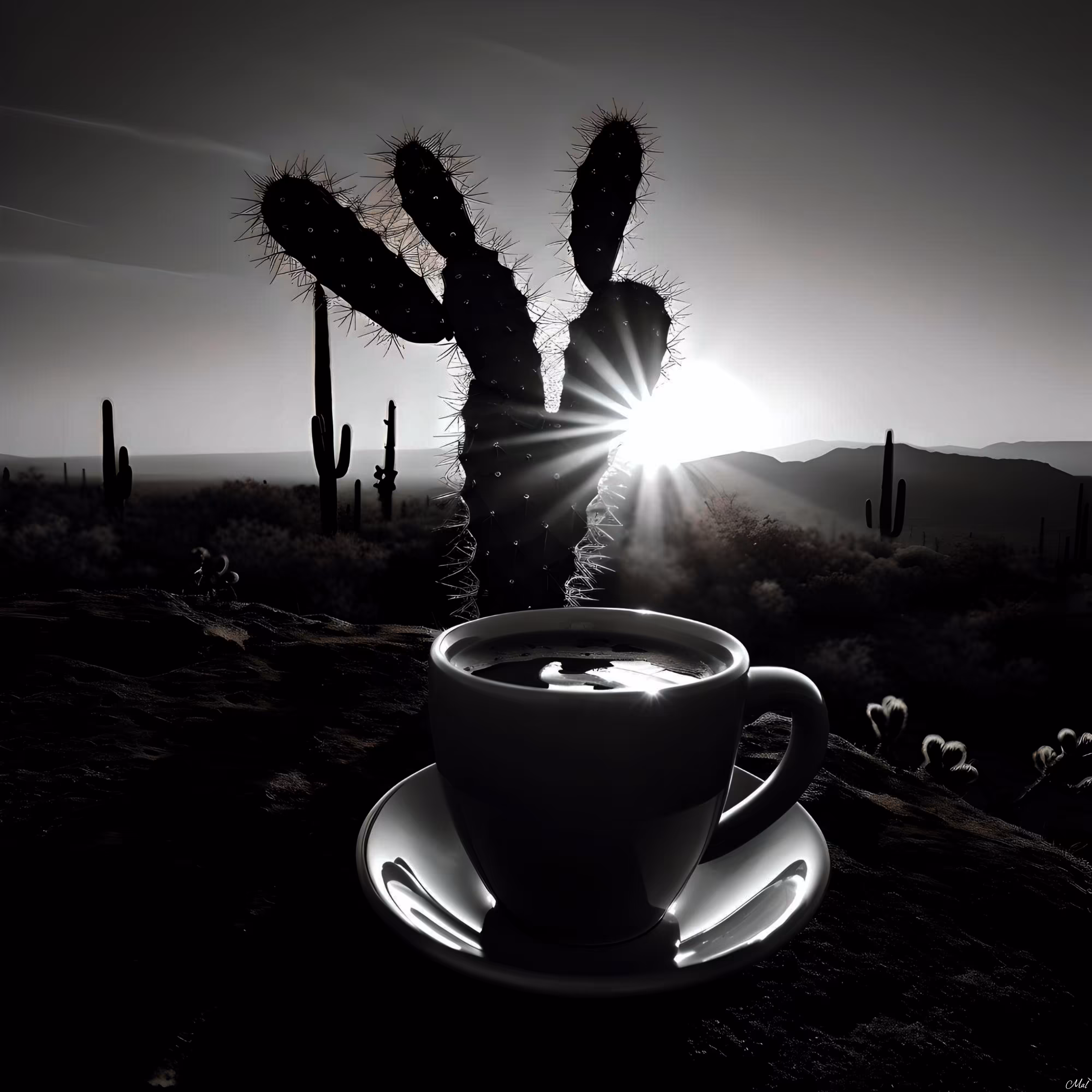 B & W Cactus Coffee