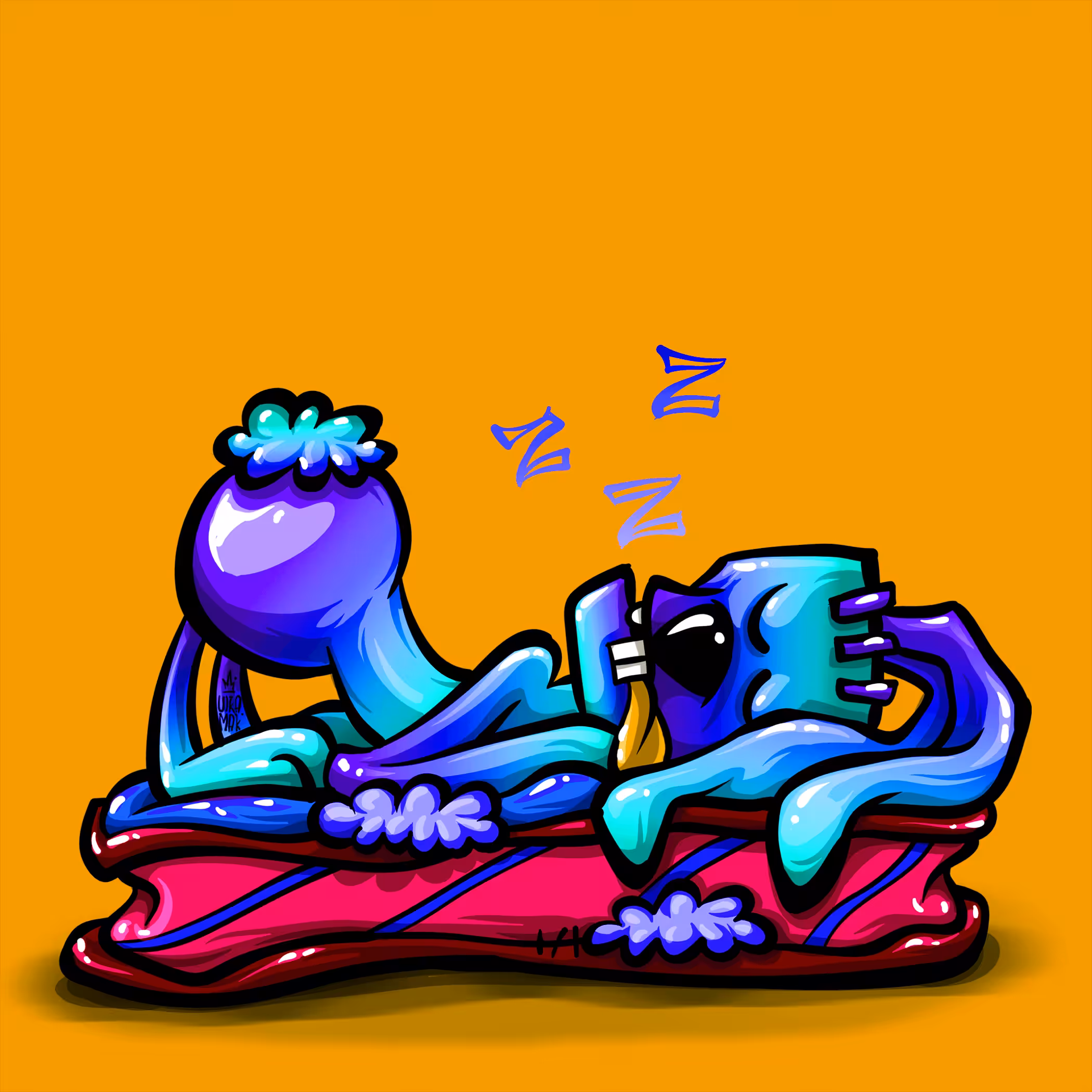 03 Blue Sleepy Zombie Rabbbit