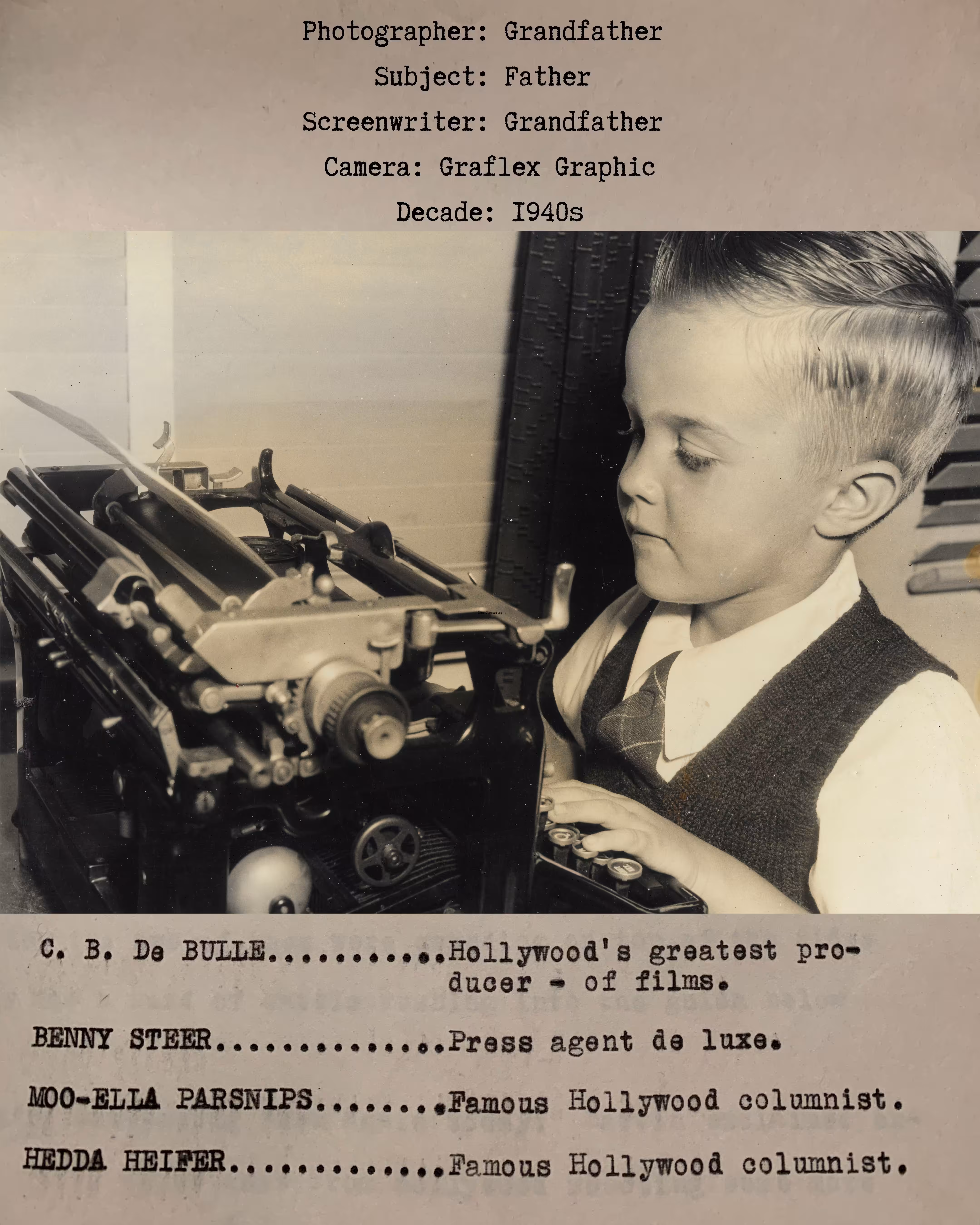 1940s Father/Son Screenplay (Cast of Characters Part 3)