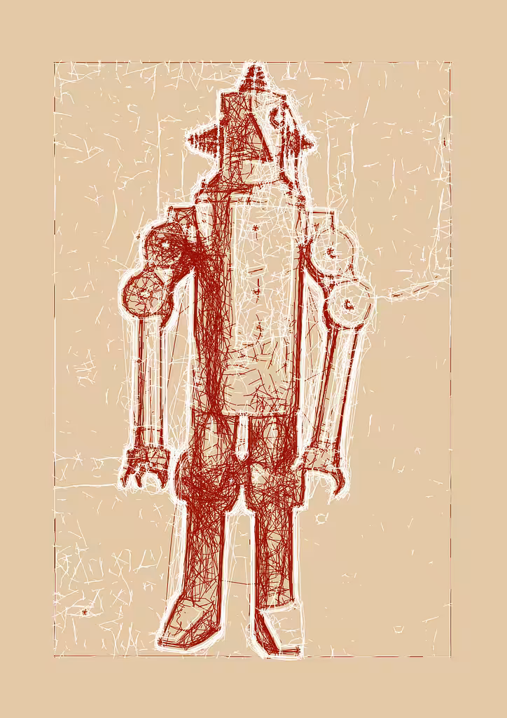 Red and white vanishing shadow robot