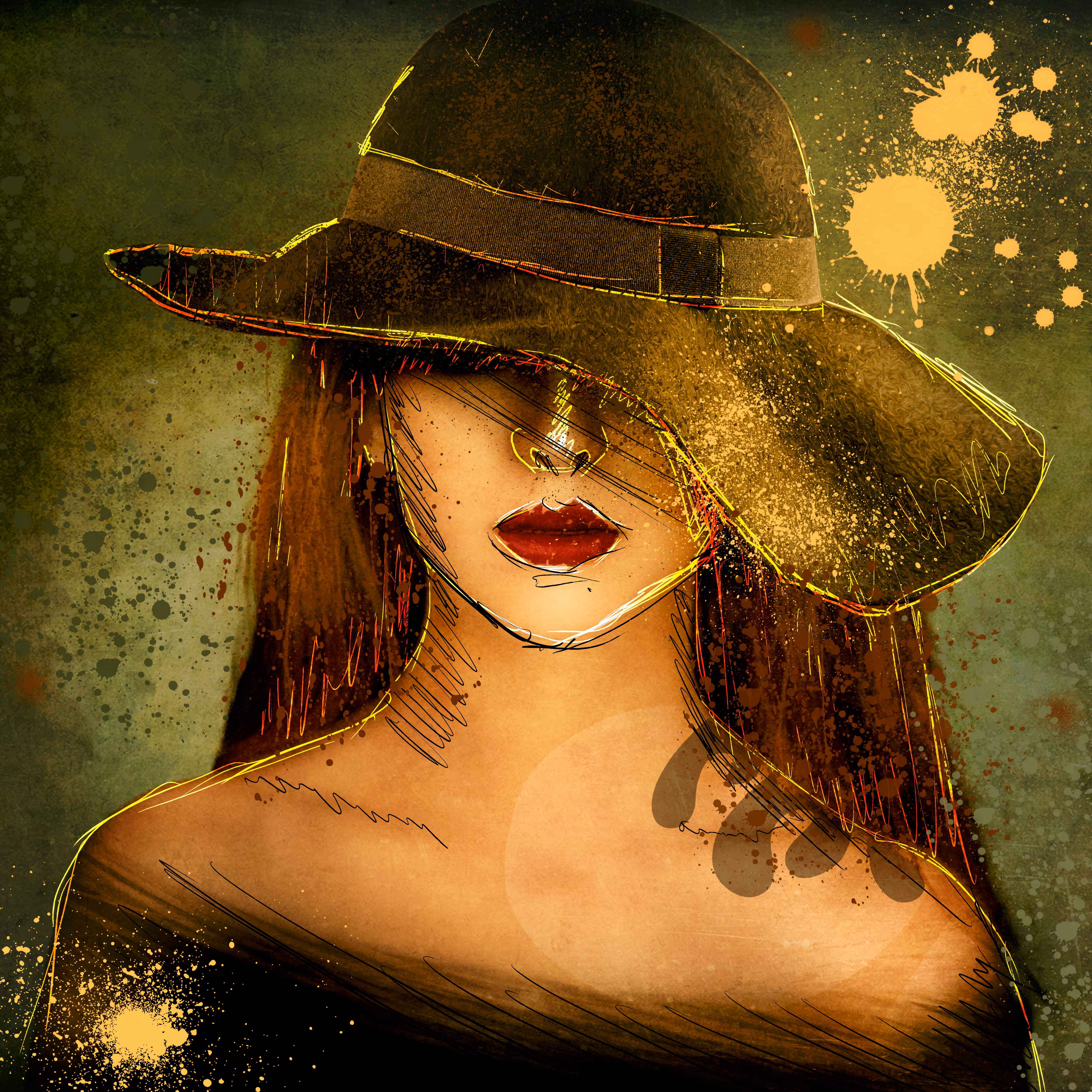 A vintage portrait in mixed media
