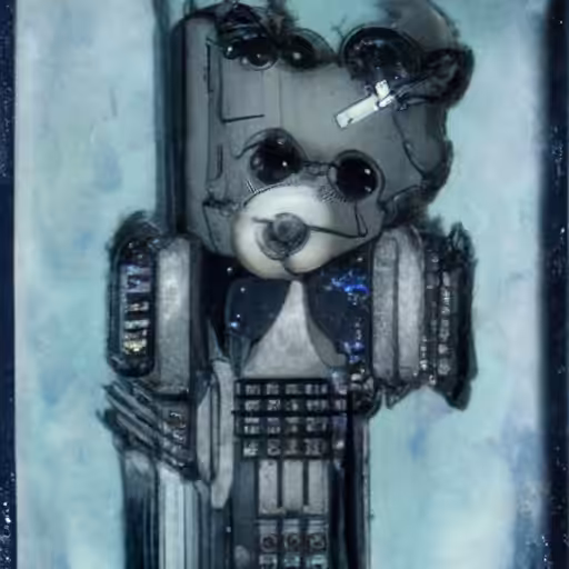 A Teddy Bear In The Style Of Cyberpunk Noir Art Deco c