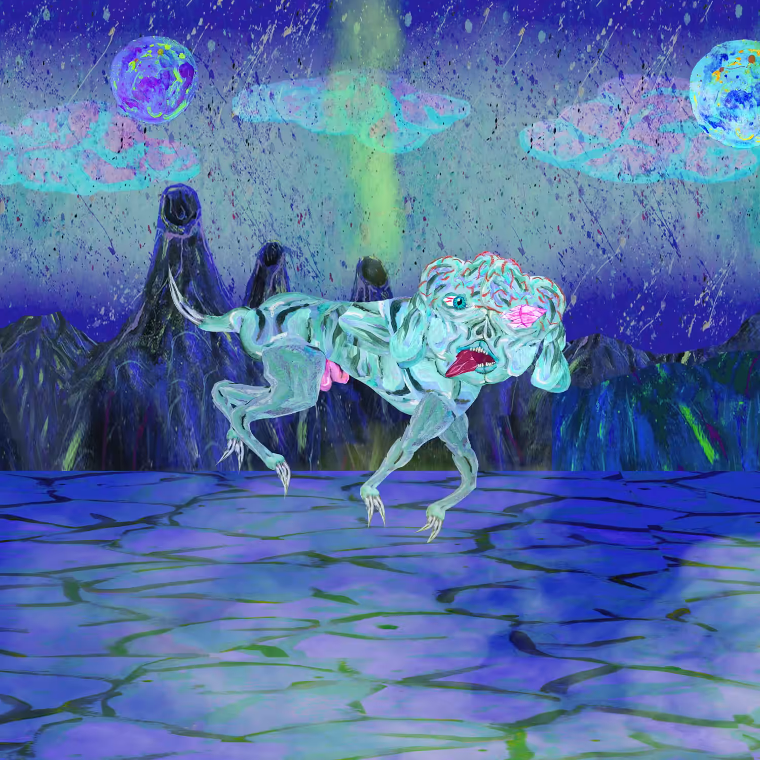 Wild Dog Running _ BLUE EDITION _ (Rainbow Diamond Eye)