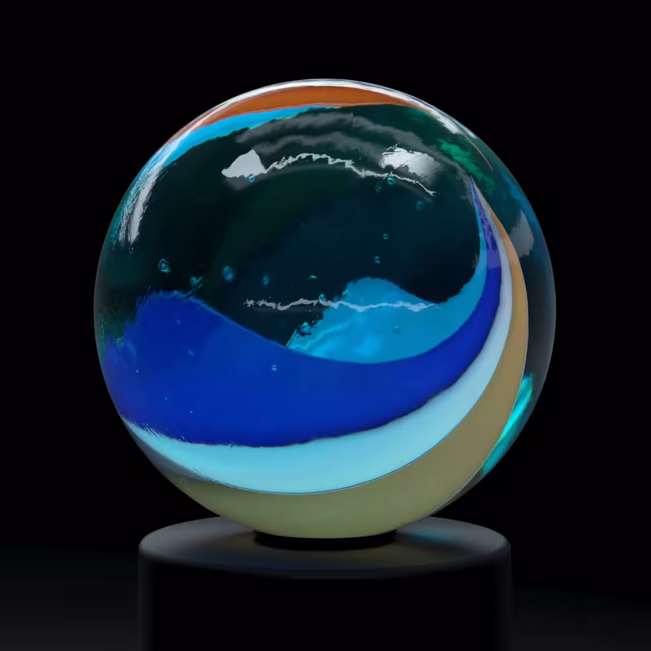 Glass Marble (Cat Eye - 2 X 5 Flags)