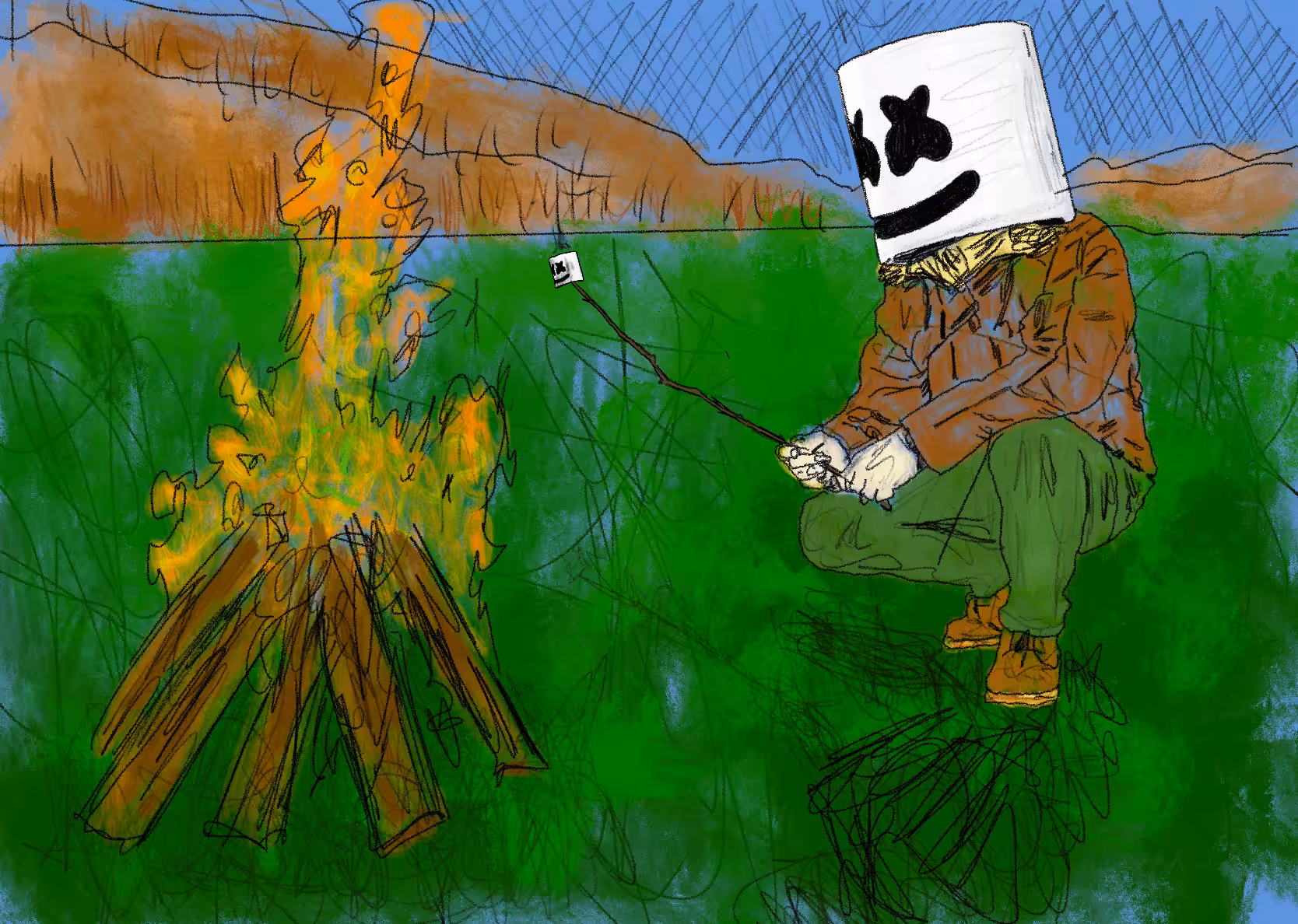 marshmello eating a marshmallow 